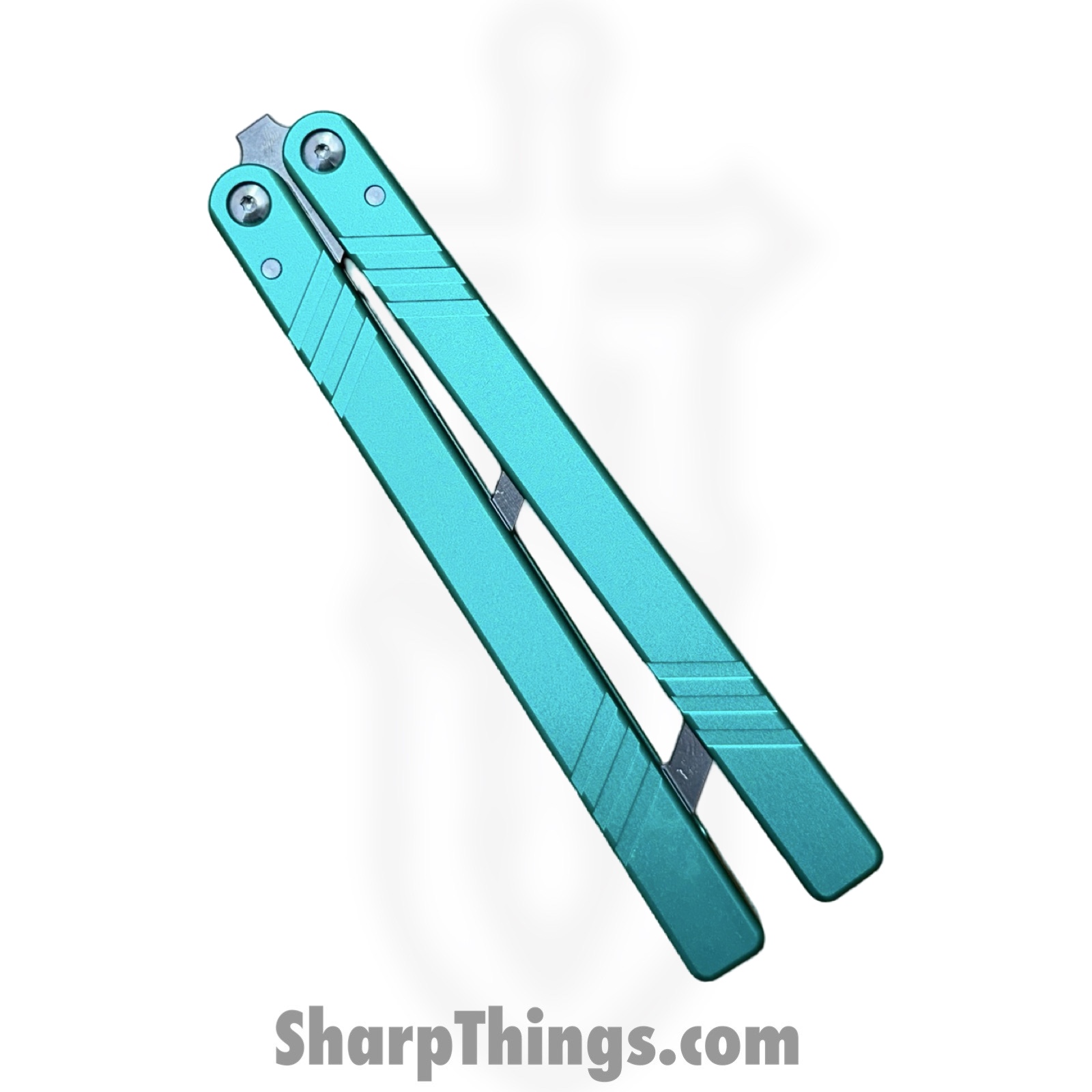 VOC - BK157 - Butterfly Knife Kit - Balisong - 440 SS Satin Tanto Live/Trainer - Aluminum - Teal - Image 3