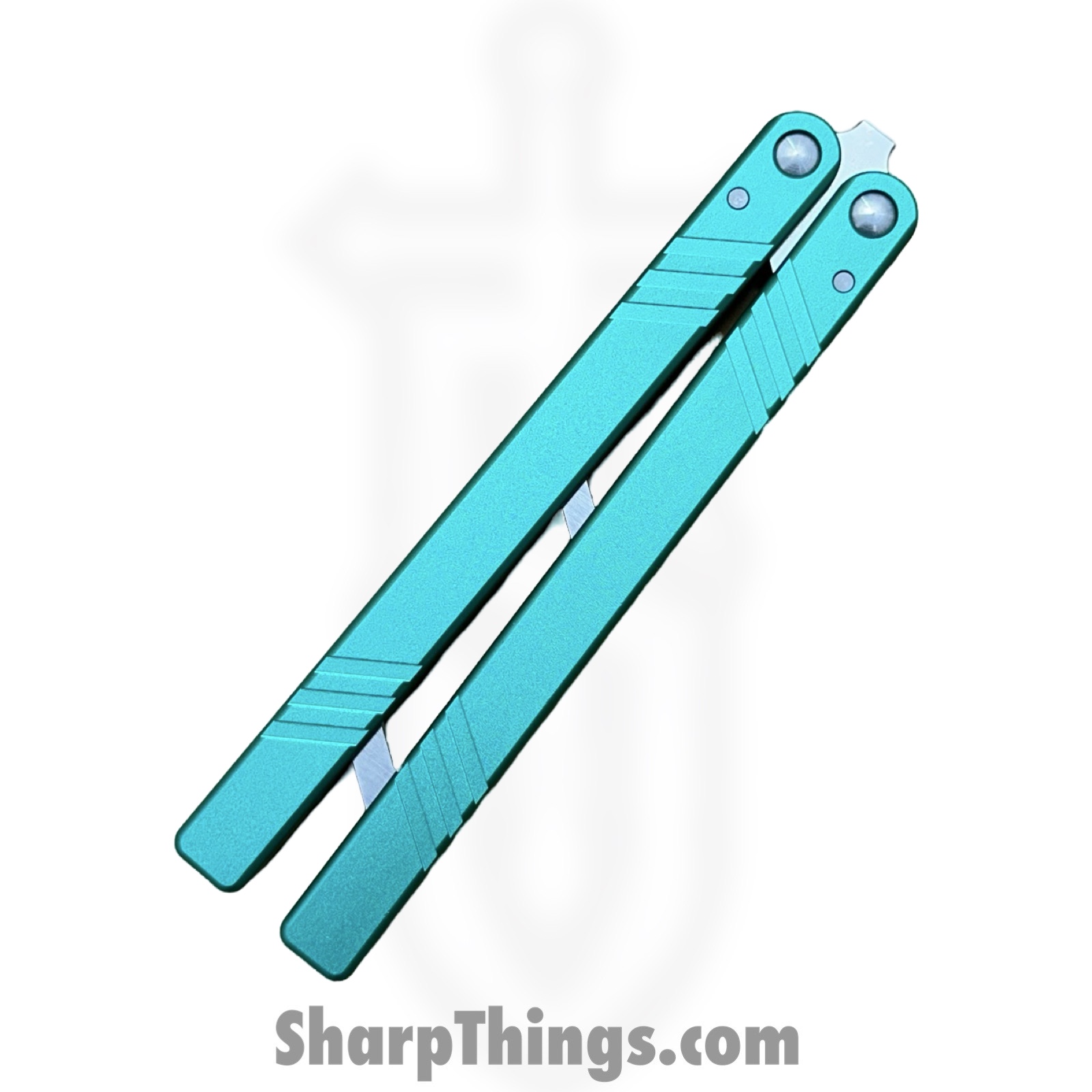 VOC - BK157 - Butterfly Knife Kit - Balisong - 440 SS Satin Tanto Live/Trainer - Aluminum - Teal - Image 4