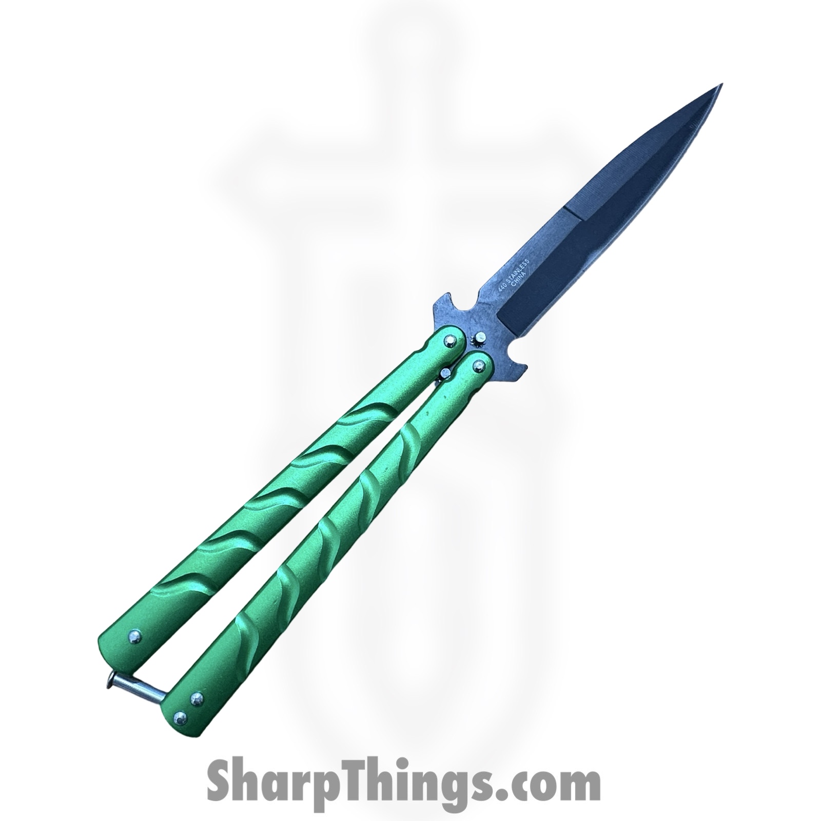VOC - BK174 - Butterfly Knife - Balisong - 440 SS Coated Dagger - Aluminum - Green - Image 2