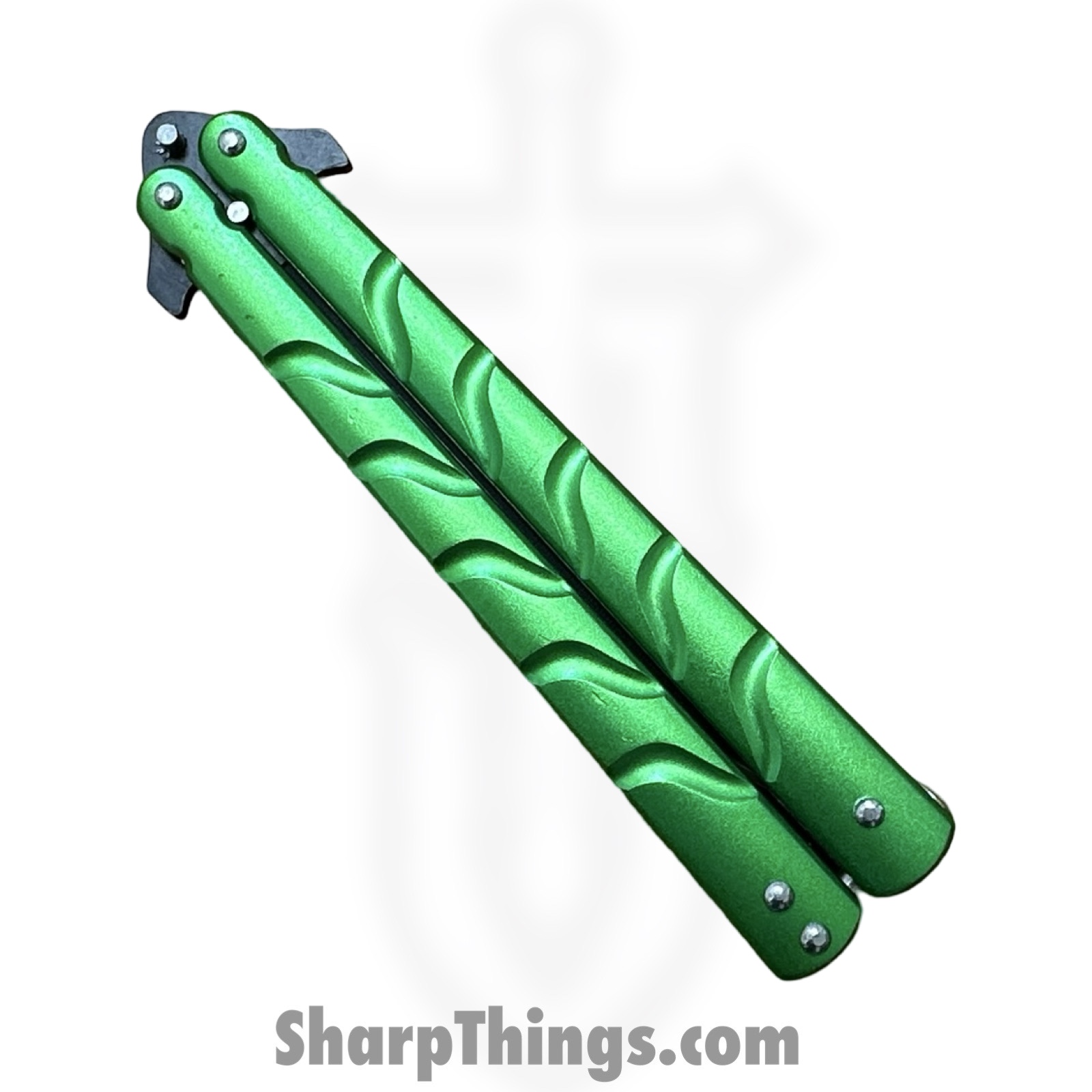VOC - BK174 - Butterfly Knife - Balisong - 440 SS Coated Dagger - Aluminum - Green - Image 3