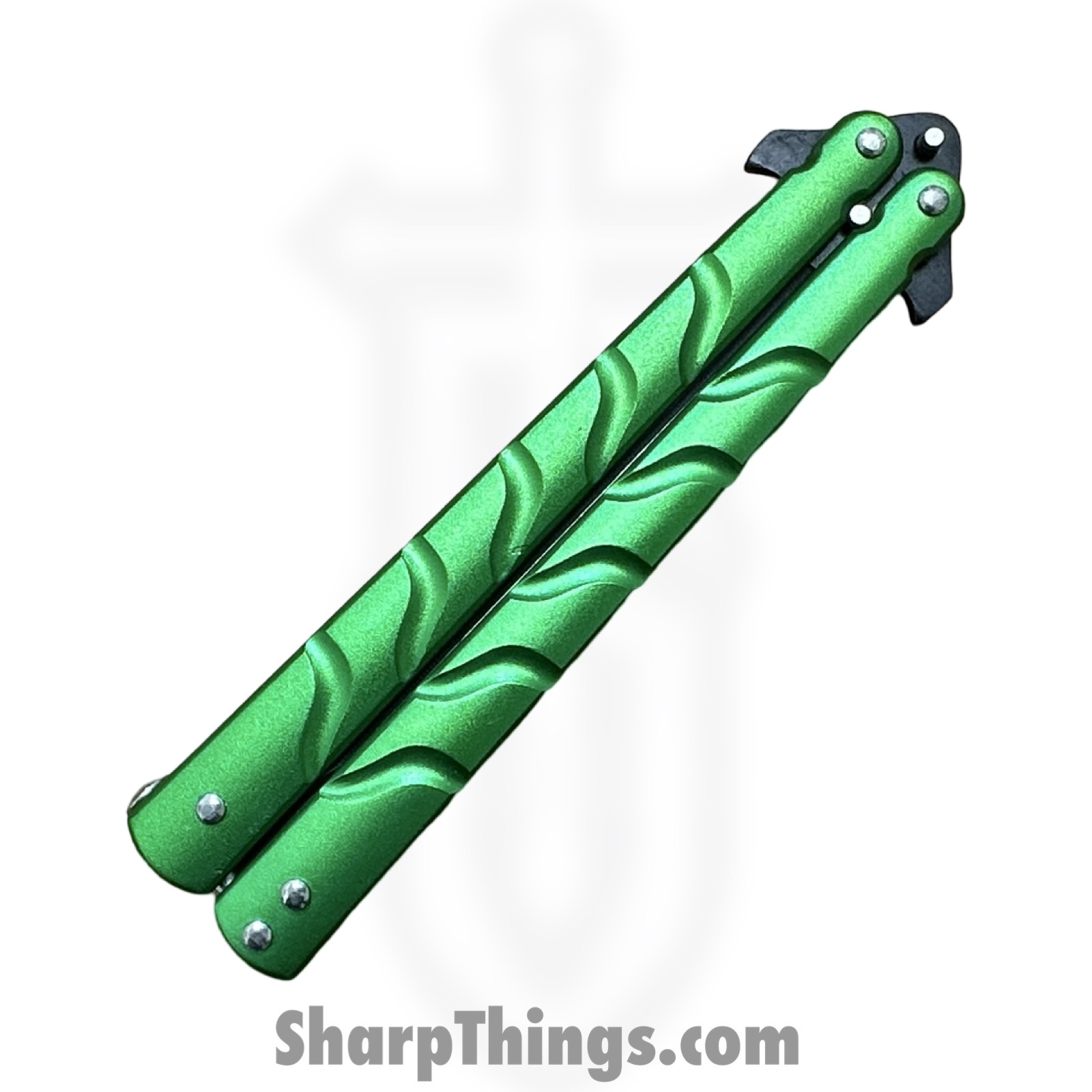 VOC - BK174 - Butterfly Knife - Balisong - 440 SS Coated Dagger - Aluminum - Green - Image 4