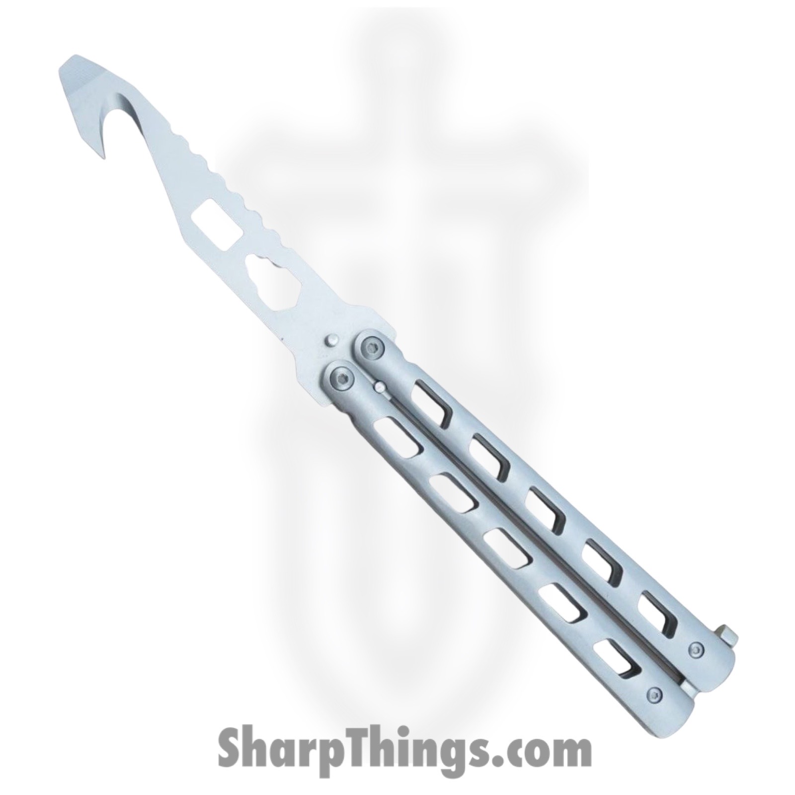 VOC - 205604s-3 - Butterfly Knife Combo Kit Trainer and Live Blade - Balisong - 440 SS Satin Drop Point - Aluminum - Silver