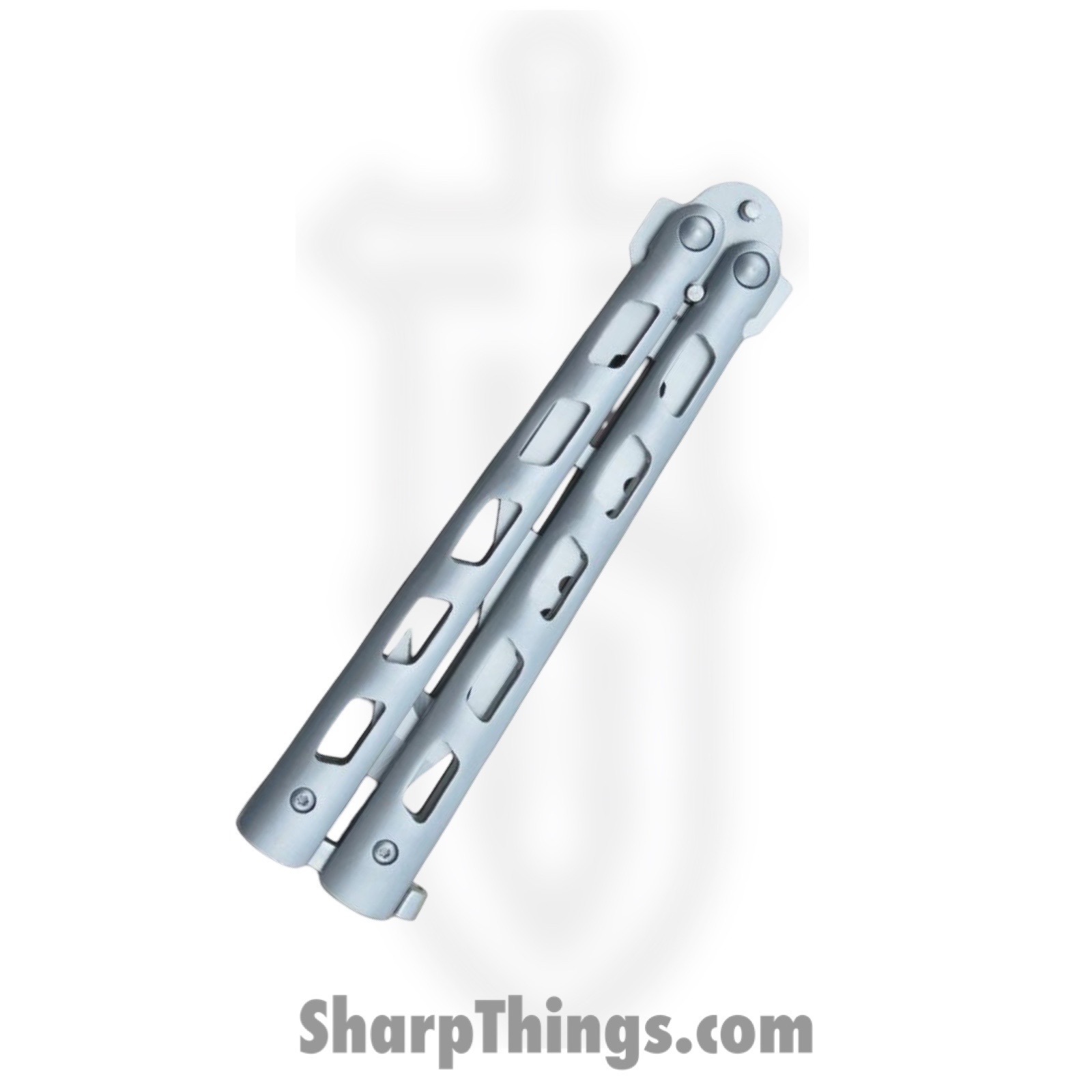VOC - 205604s-3 - Butterfly Knife Combo Kit Trainer and Live Blade - Balisong - 440 SS Satin Drop Point - Aluminum - Silver - Image 2