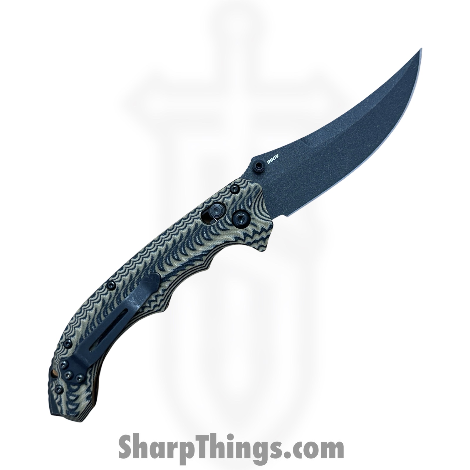 Benchmade - 865BK-01 - Mini Bedlam - Folding Knife - CPM S90V Coated Scimitar - G10 - Coyote/Black/OD Green - Image 2