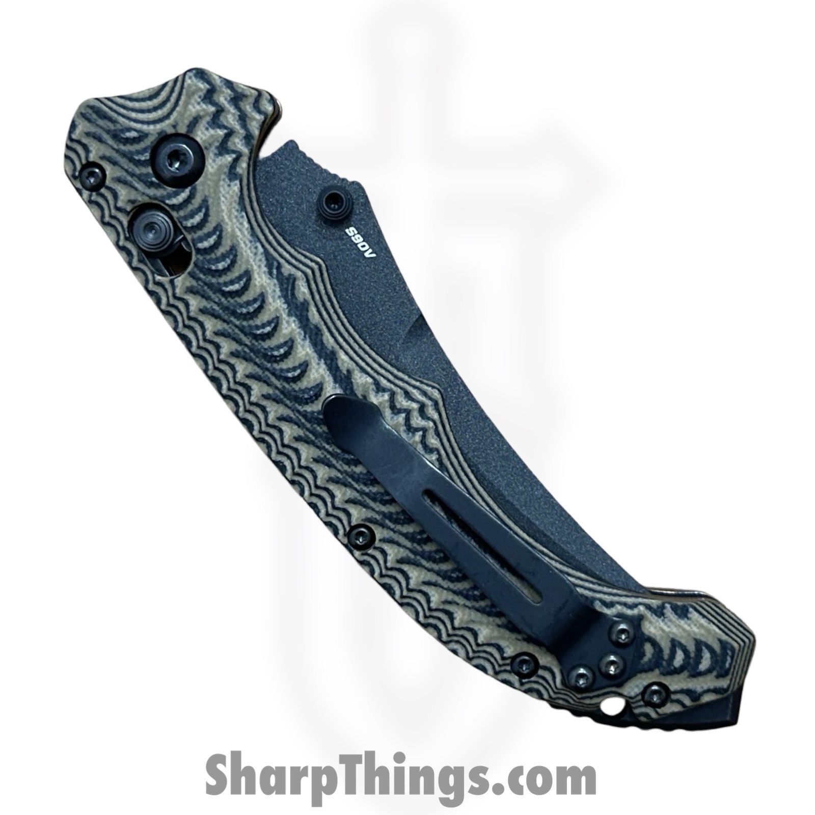 Benchmade - 865BK-01 - Mini Bedlam - Folding Knife - CPM S90V Coated Scimitar - G10 - Coyote/Black/OD Green - Image 6