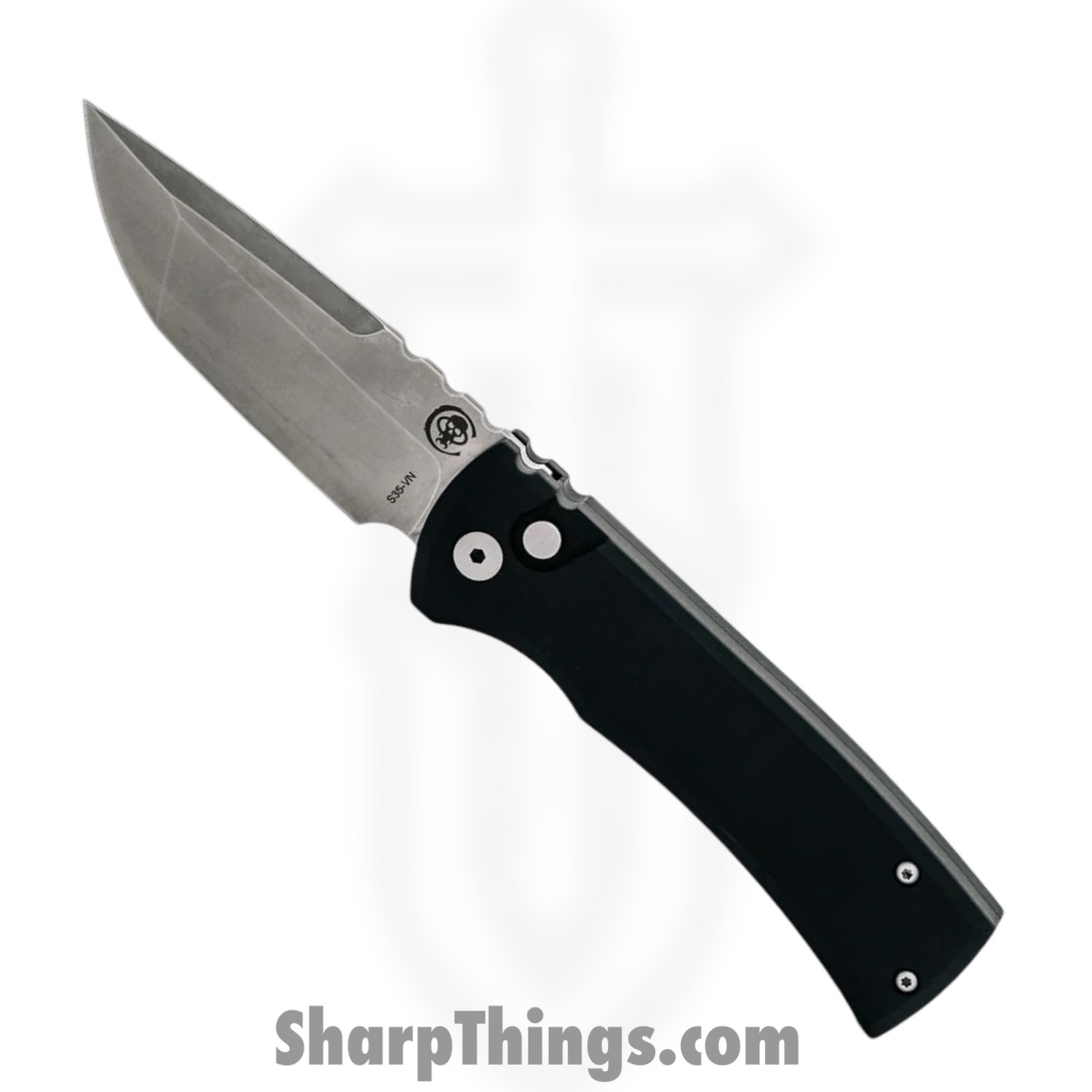 Chaves Knives - CK-1A10-2B3F-12D5 - Redencion 229 Auto - Automatic Knife - S35VN Stonewash Tanto - Aluminum - Blue