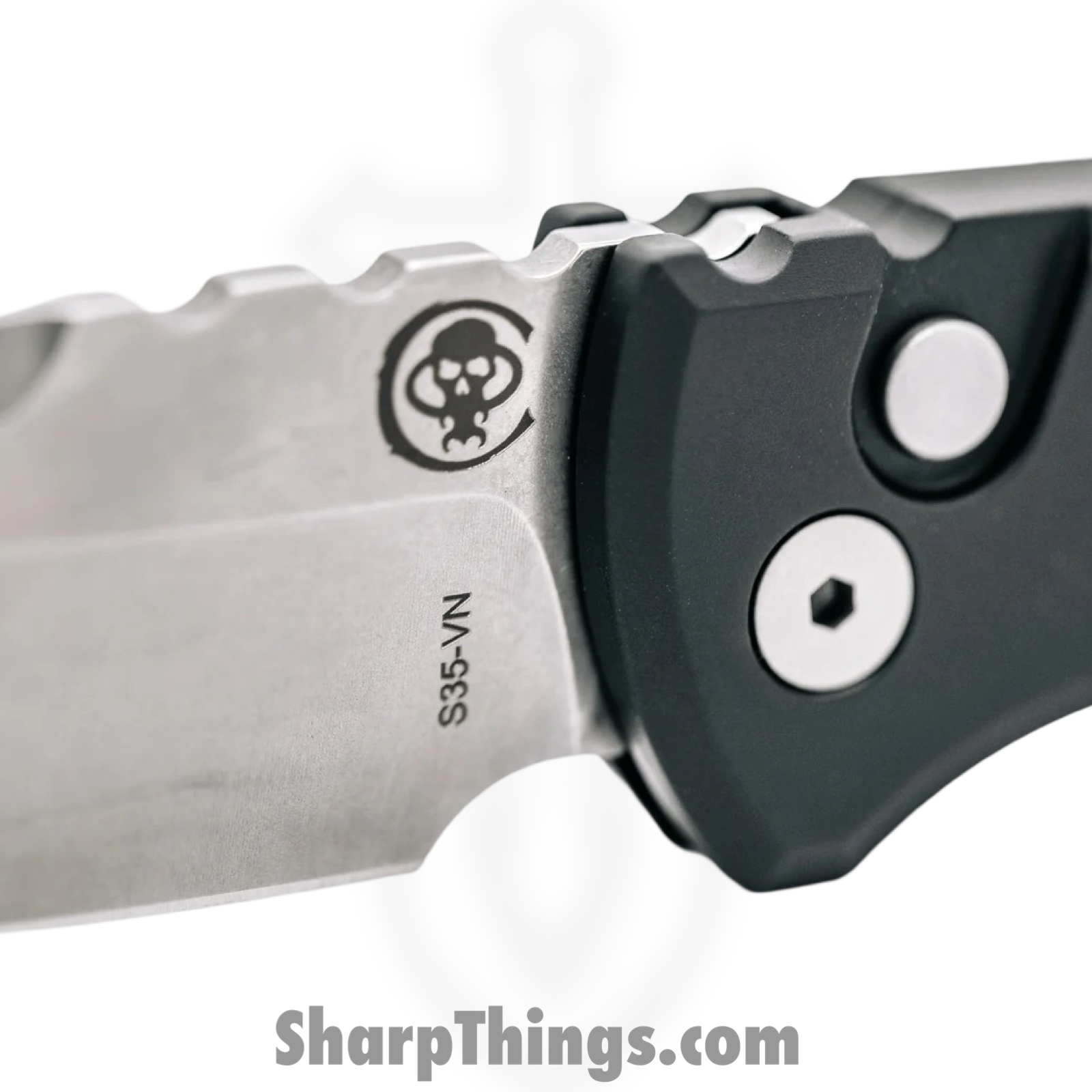Chaves Knives - CK-1A10-2B3F-12D5 - Redencion 229 Auto - Automatic Knife - S35VN Stonewash Tanto - Aluminum - Blue - Image 3