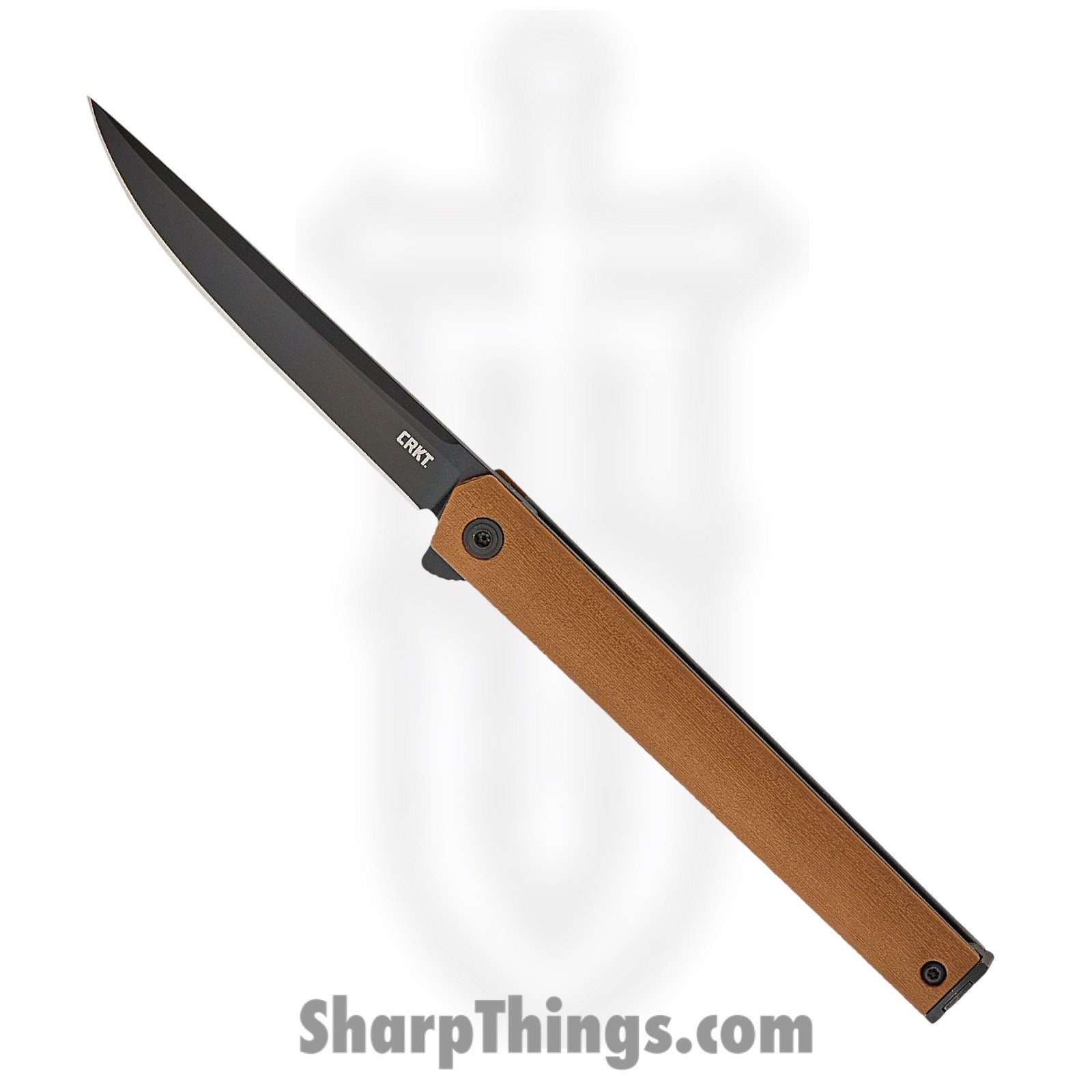 CRKT - CR7097DK - CEO Gentleman's Flipper - Folding Knife - AUS-8 Coated Drop Point - GRN - Tan