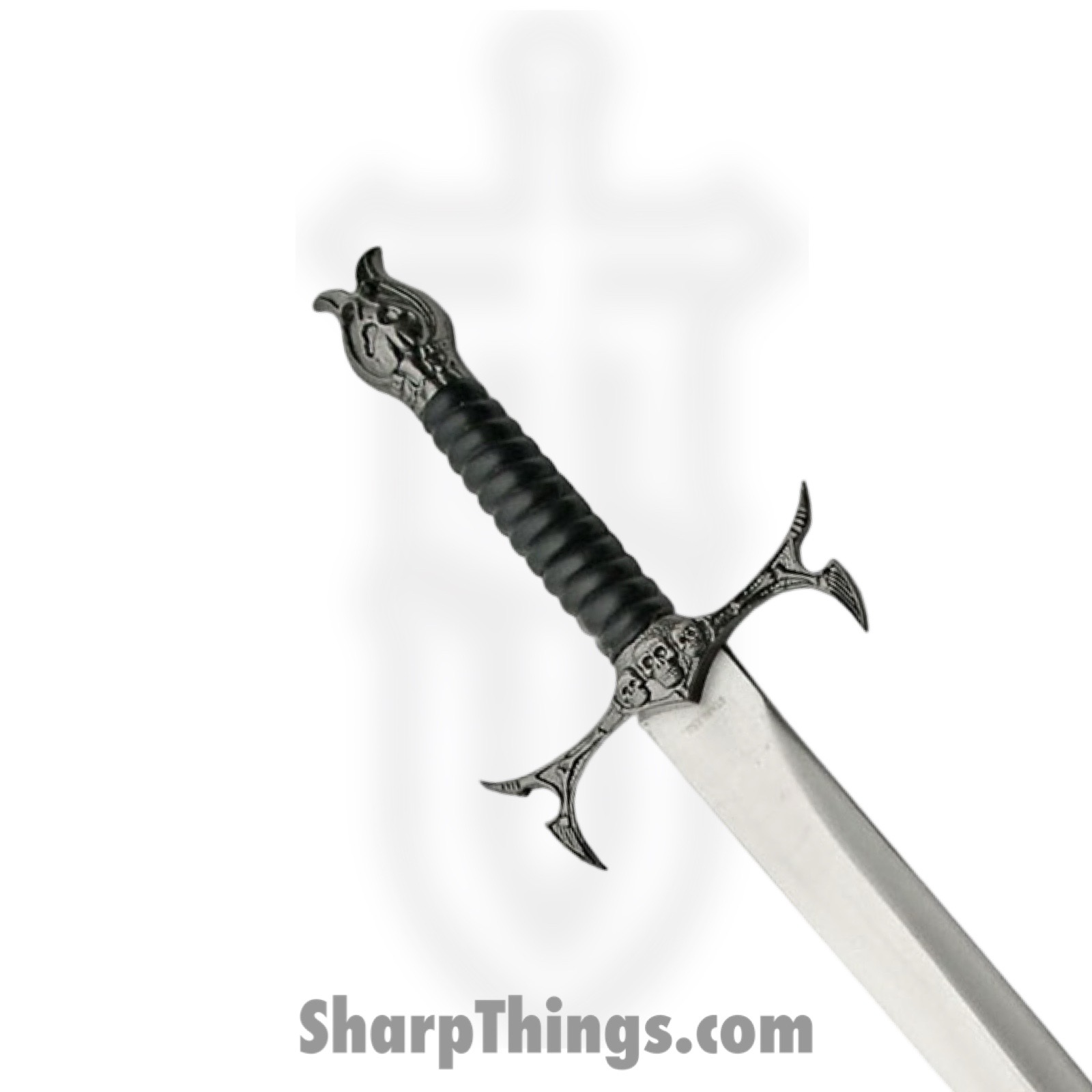 VOC - 211348 - 13.5" Skull Dagger - Fixed Blade Knife - Stainless Satin Dagger - Silver - Image 2