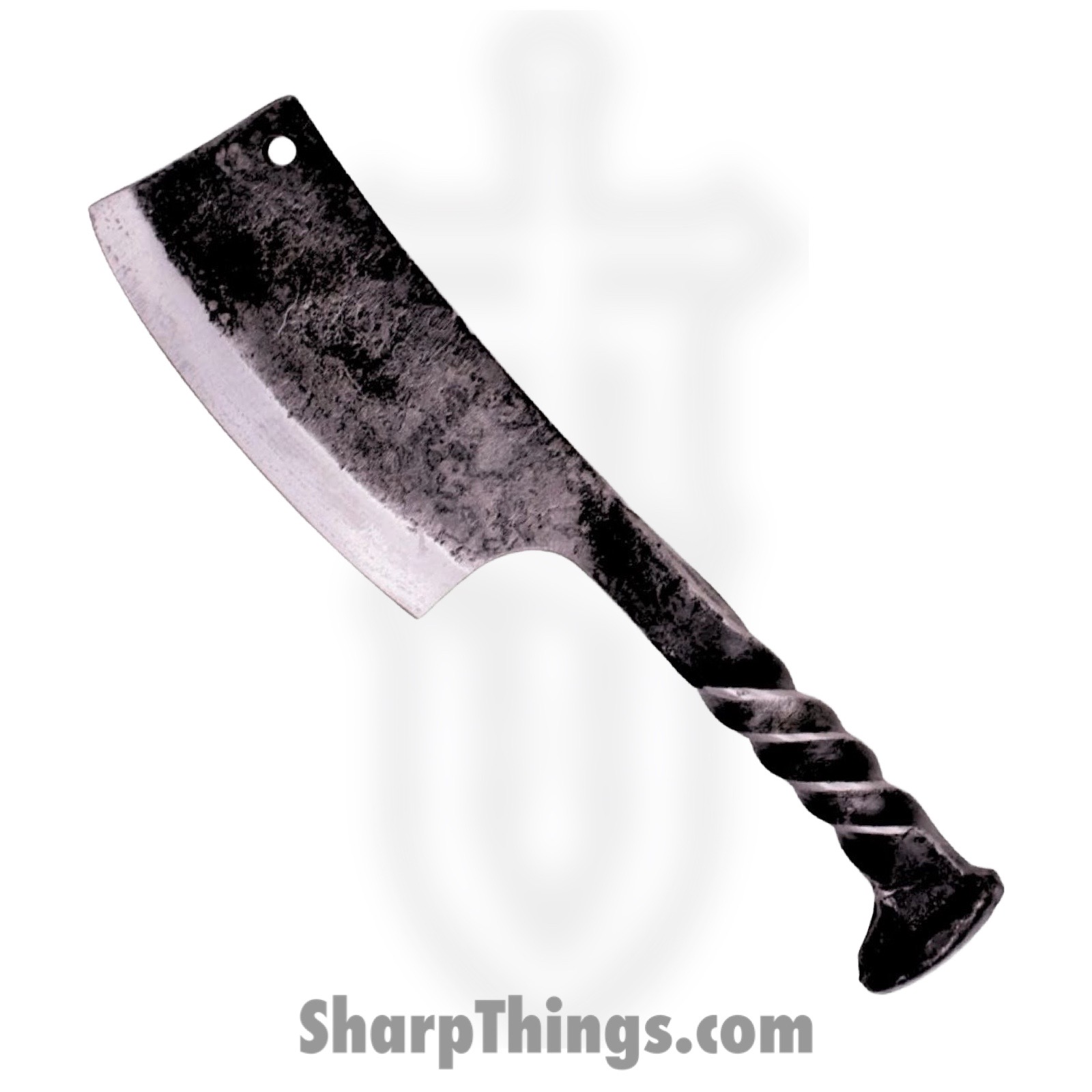 VOC - FB184 - Railroad Spike Knife - Fixed Blade Knife - Carbon Steel Stonewash Cleaver - Carbon Steel - Gray