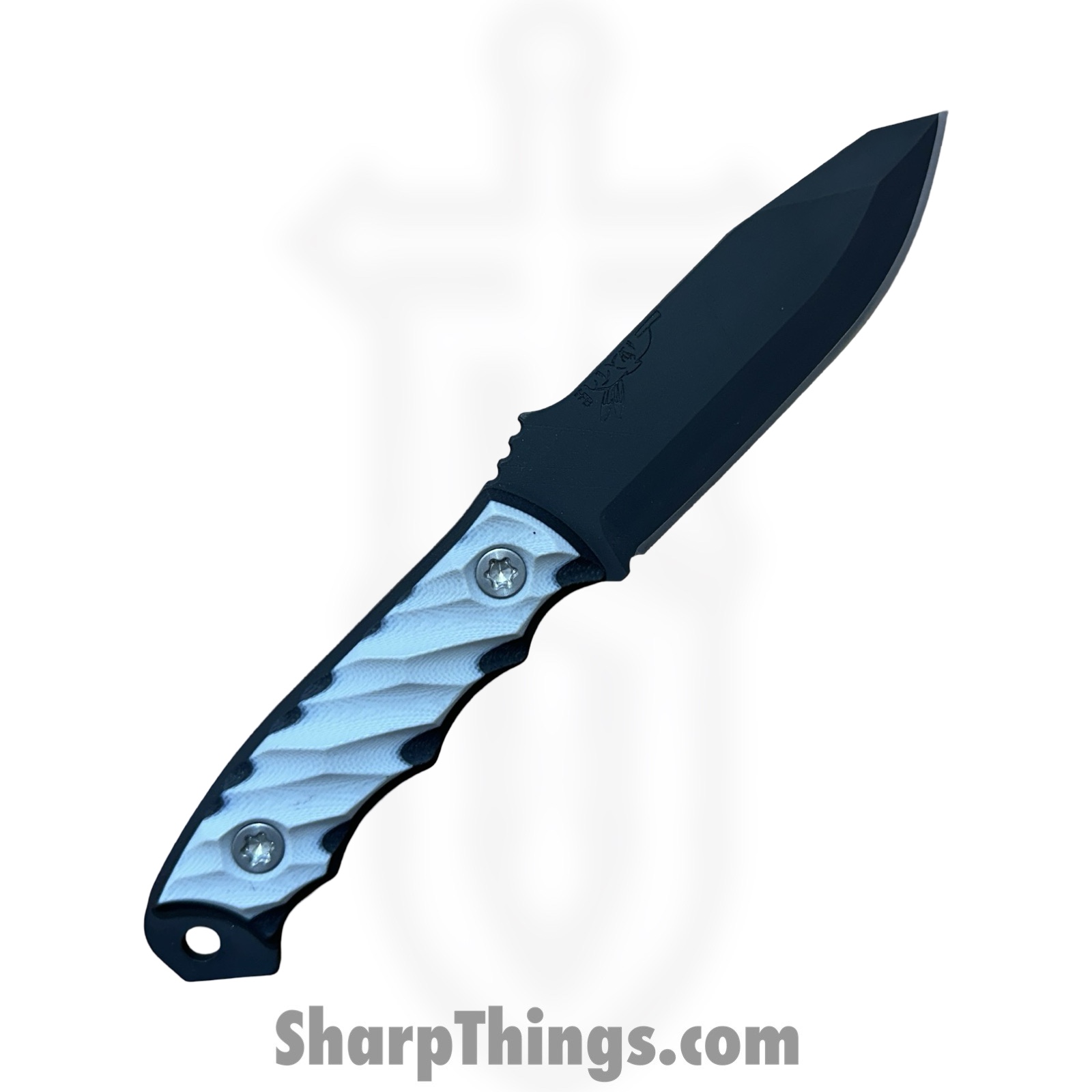 Half Face Blades - HFBDISG10WB - Disaster Jr - Fixed Blade Knife - 3V Coated Reverse Tanto - G10 Ti - White Black - Image 2