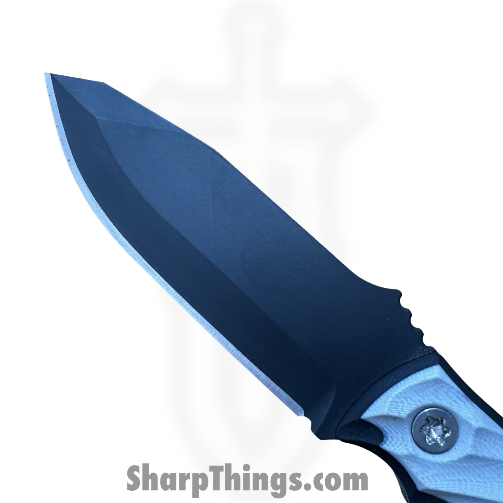 Half Face Blades - HFBDISG10WB - Disaster Jr - Fixed Blade Knife - 3V Coated Reverse Tanto - G10 Ti - White Black - Image 5