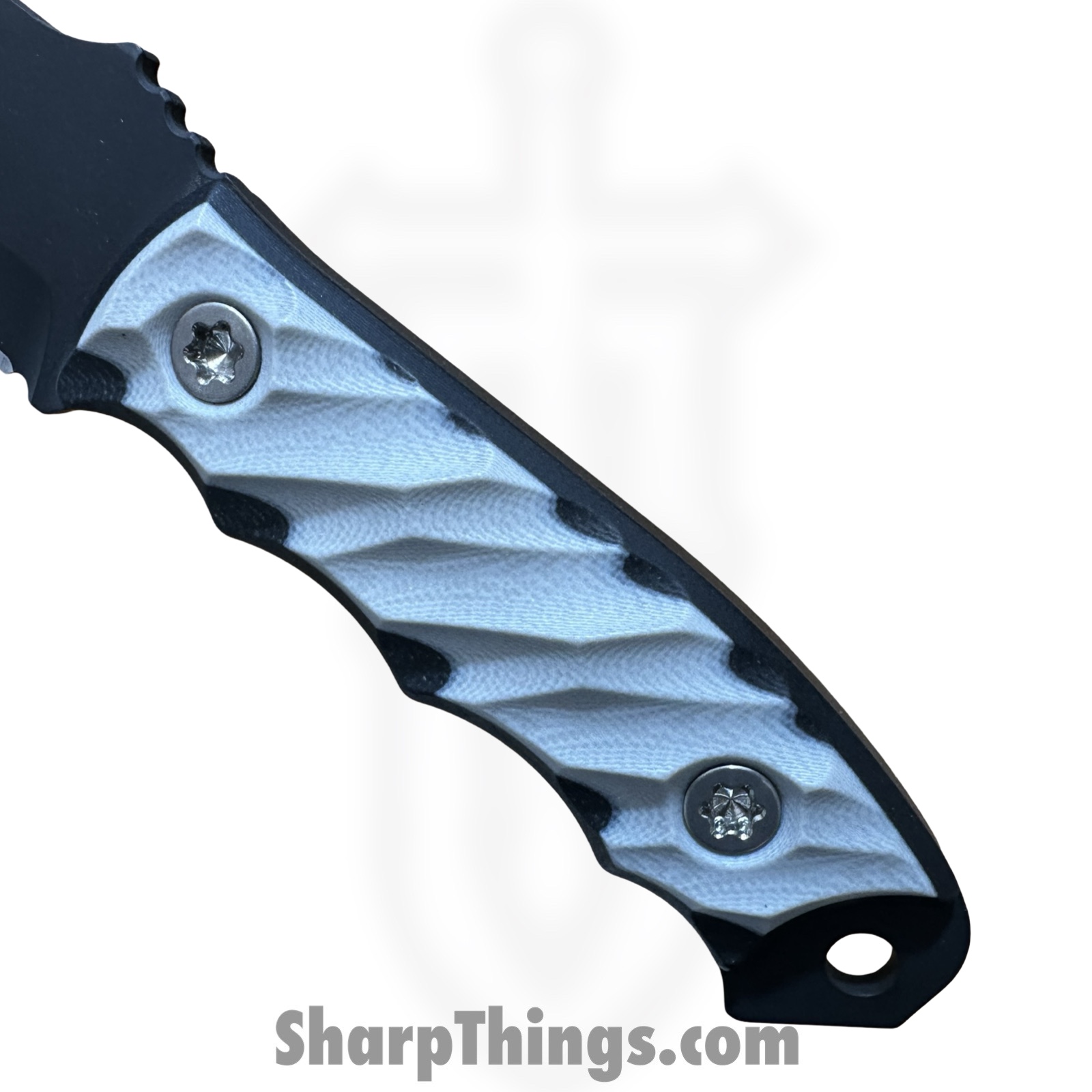 Half Face Blades - HFBDISG10WB - Disaster Jr - Fixed Blade Knife - 3V Coated Reverse Tanto - G10 Ti - White Black - Image 6
