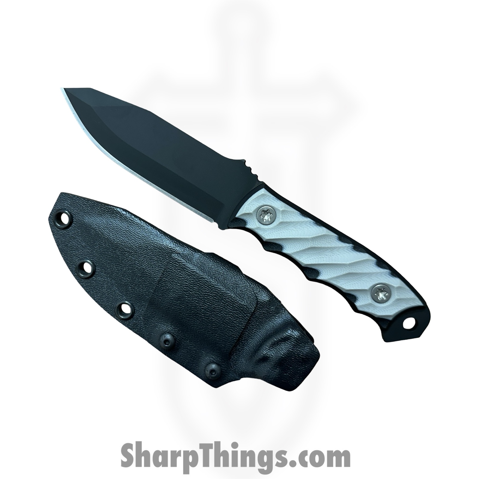 Half Face Blades - HFBDISG10WB - Disaster Jr - Fixed Blade Knife - 3V Coated Reverse Tanto - G10 Ti - White Black - Image 7