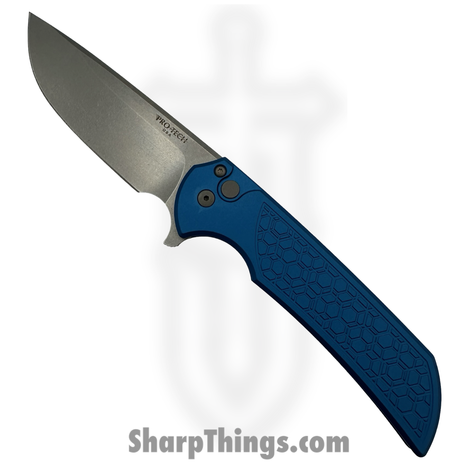 ProTech - MX105-Blue GRIDLOCK - Mordax Gridlock - Folding Knife - CPM MagnaCut Stonewash Drop Point - Aluminum - Blue