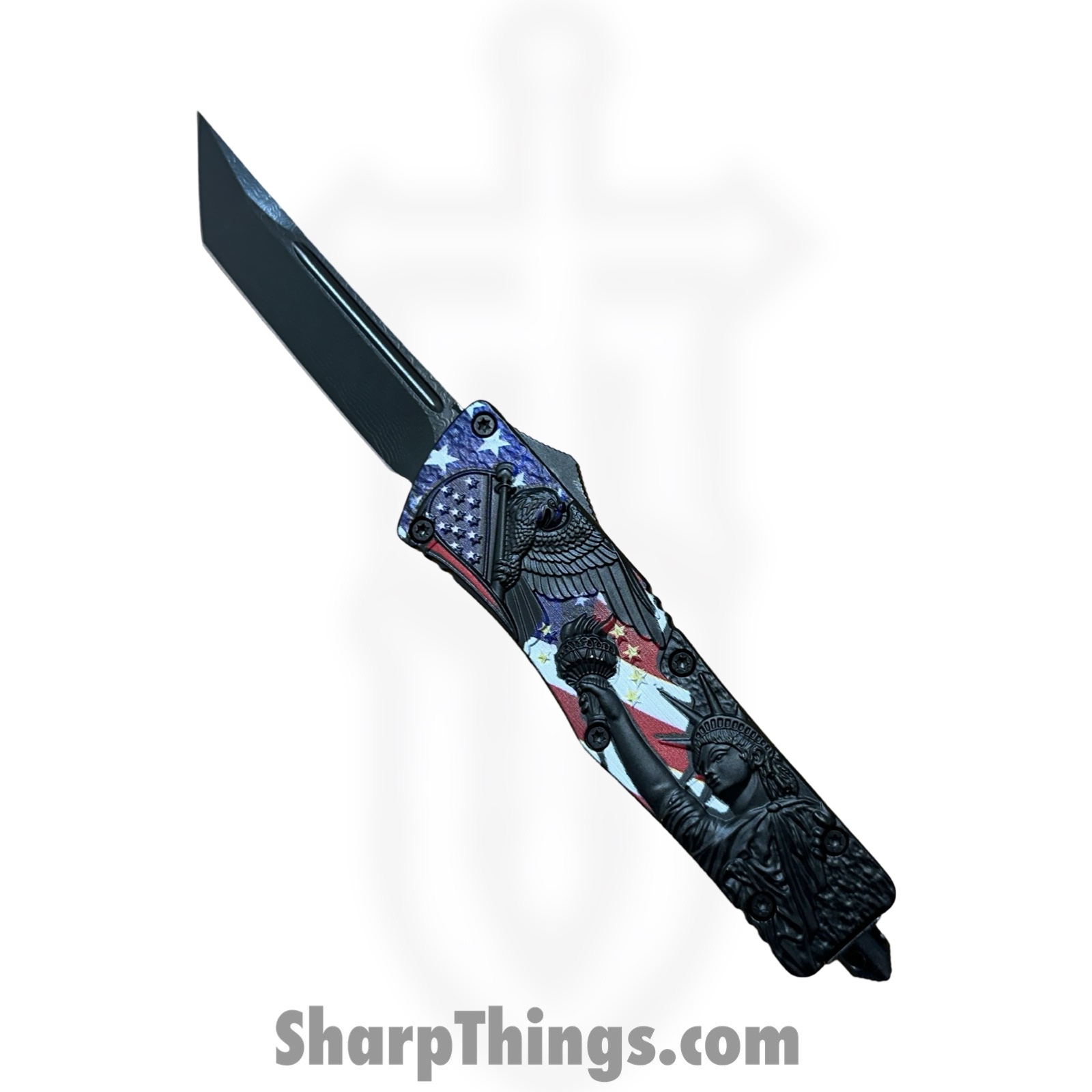 VOC - OTF924 - Large Liberty - OTF Auto - 440 SS Coated Tanto - Aluminum - Black