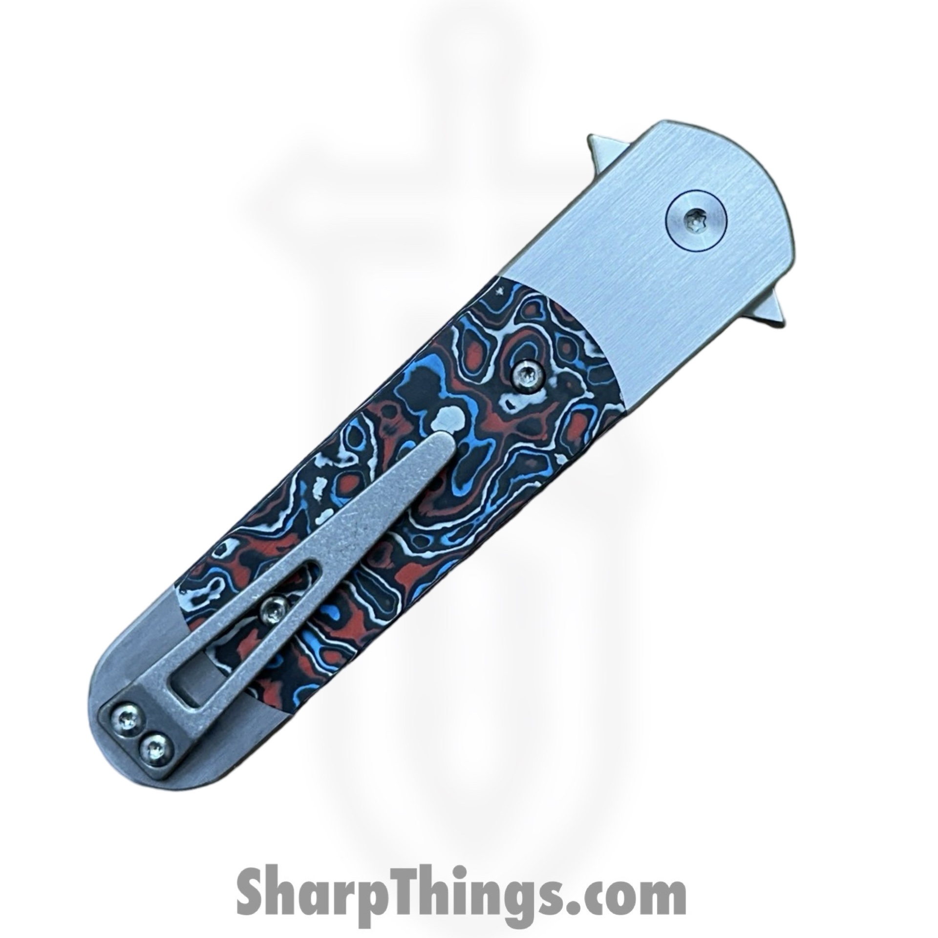 Finch Knife Co. - RR155 - Road Runner Street Heat - Folding Knife - 154CM Satin Spear Point - Carbon Fiber - Red/White/Blue - Image 4