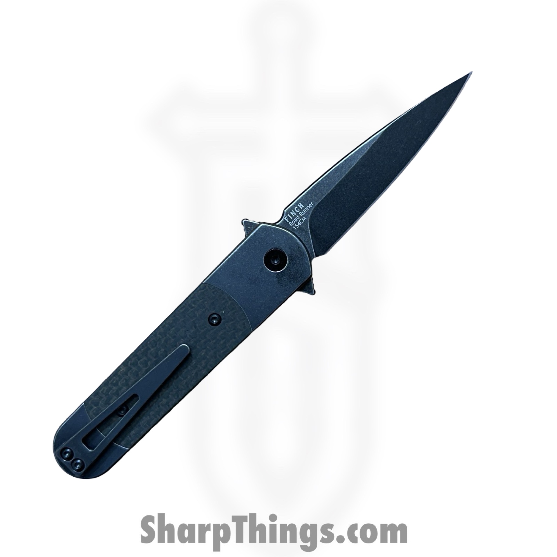 Finch Knife Co. - RR415 - Road Runner Swamp Ranger - Folding Knife - 154CM Blackwash Spear Point - Micarta - Black - Image 2