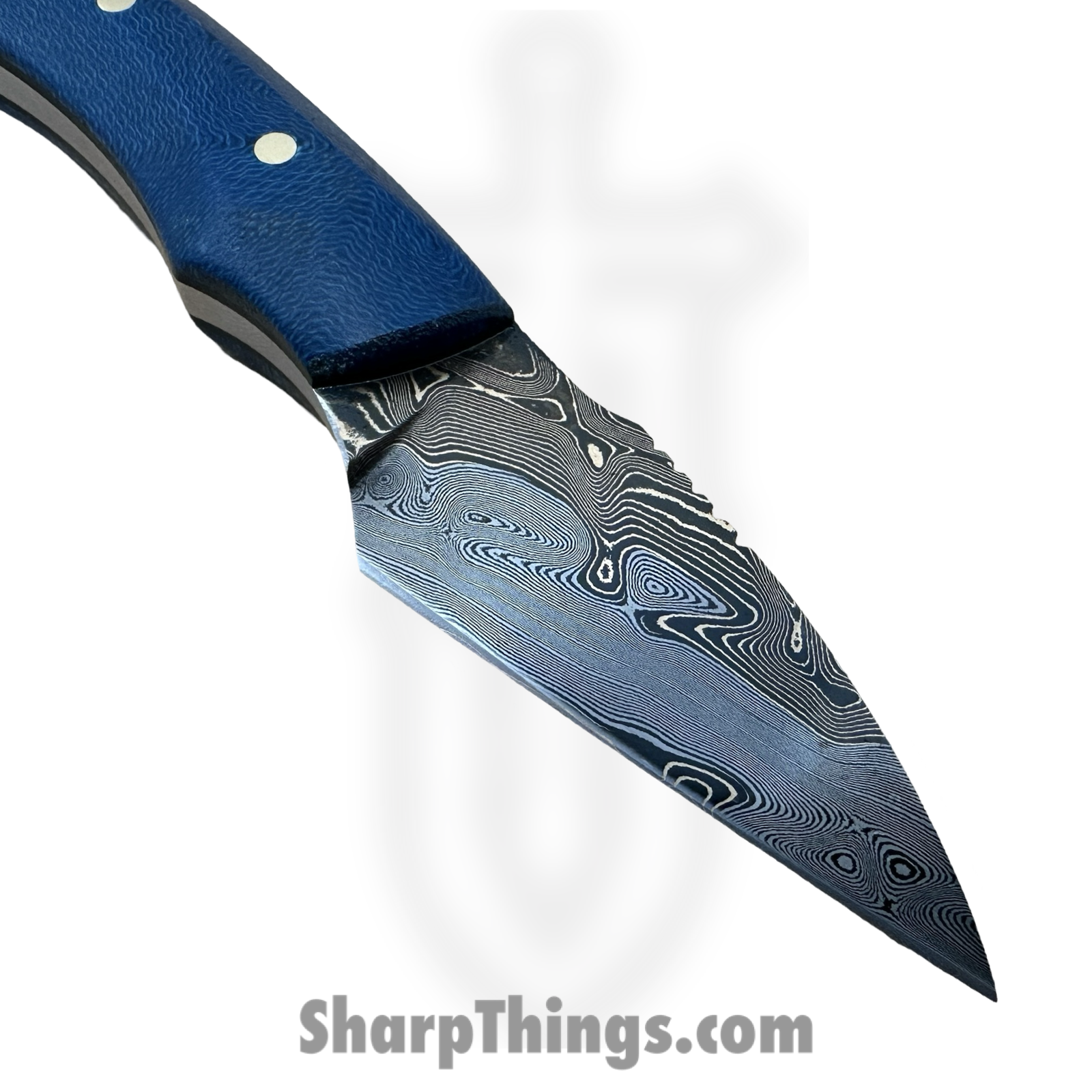 Royalty Rings Co. - RRC-LgNyx-02 - Large Nyx - Fixed Blade Knife - Baker Forge Bronzemai -Damacore Damascus Kiridashi - G-Carta - Denim - Image 3