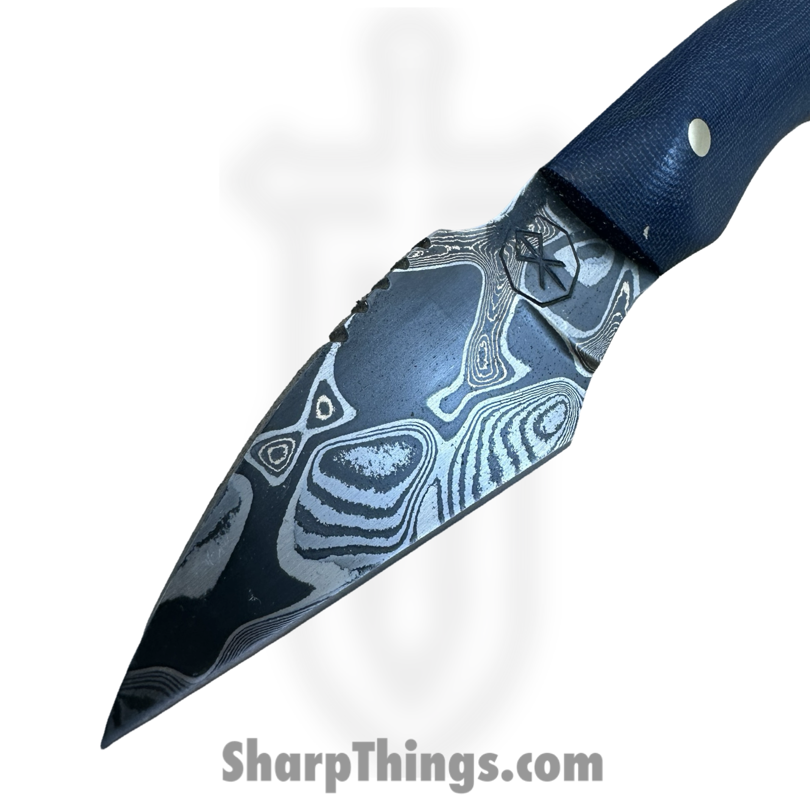 Royalty Rings Co. - RRC-Nyx-07 - Nyx - Fixed Blade Knife - Baker Forge Riptide Max -Diamond Damascus Kiridashi - G-Carta - Denim - Image 3