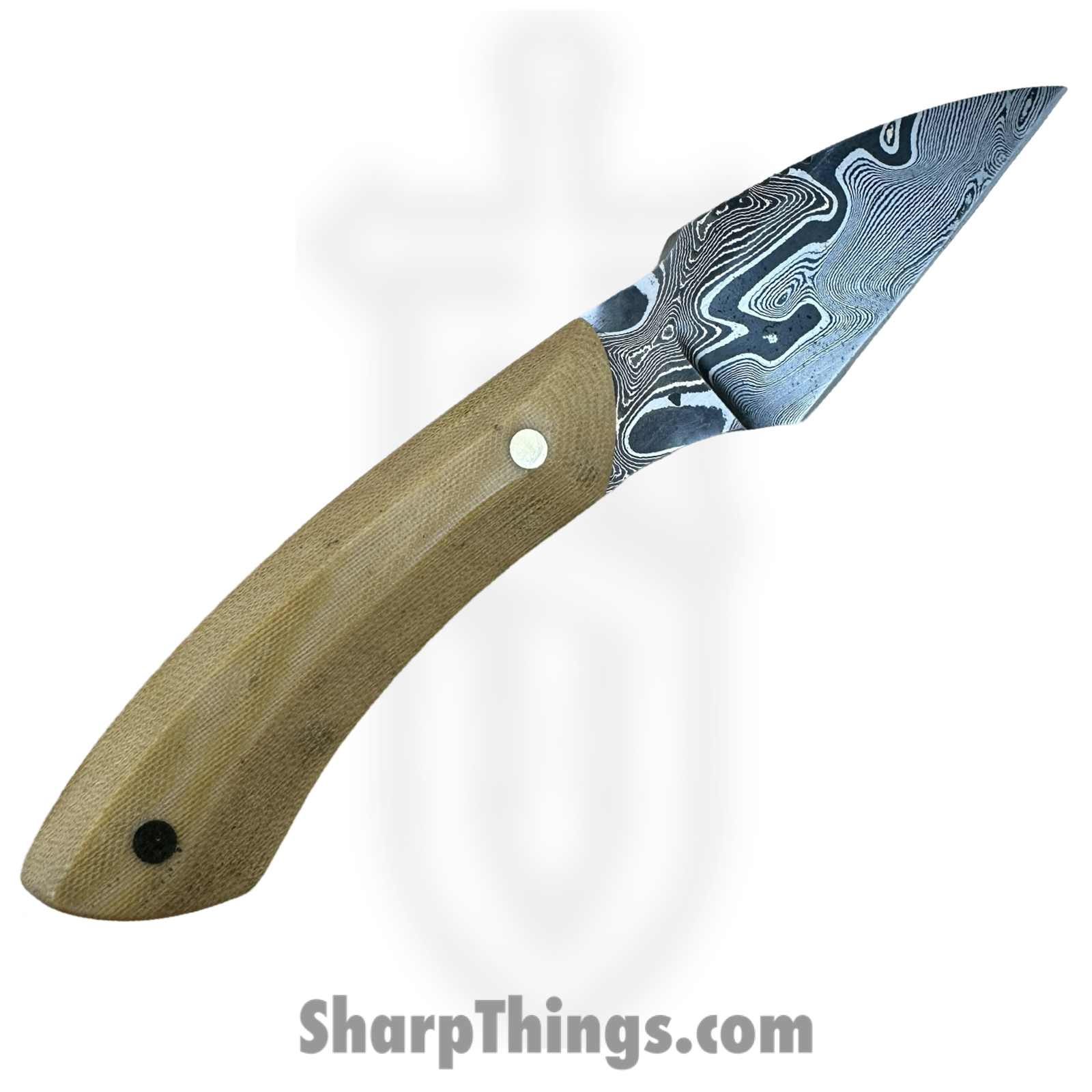 Royalty Rings Co. - RRC-Nyx-08 - Nyx - Fixed Blade Knife - Baker Forge Riptide Max -Diamond Damascus Kiridashi - Micarta - Butterscotch - Image 2