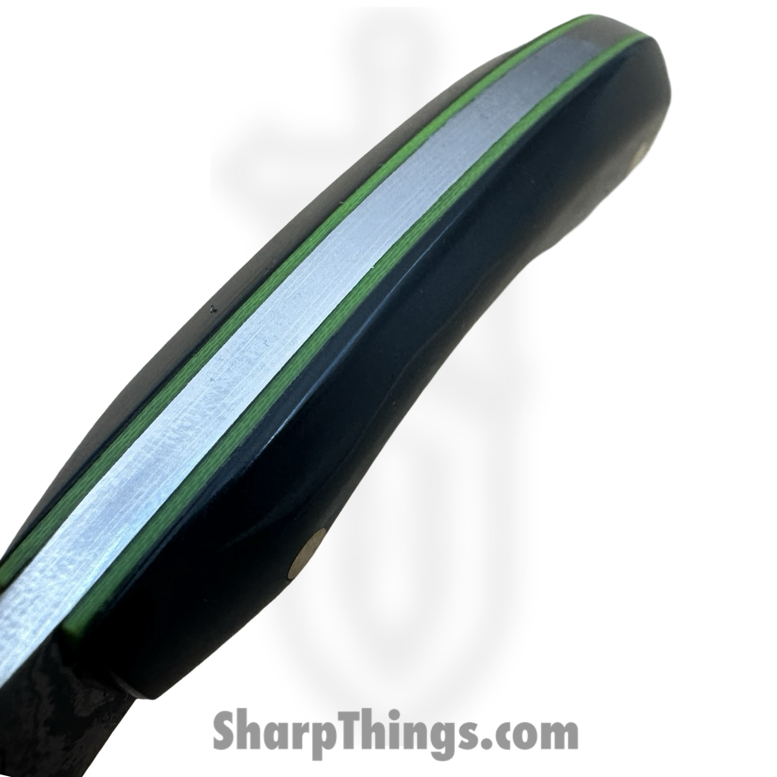 Royalty Rings Co. - RRC-Nyx-09 - Nyx - Fixed Blade Knife - Baker Forge Icestorm -Wavy Damascus Kiridashi - Resin - Black/Gold/Green - Image 4