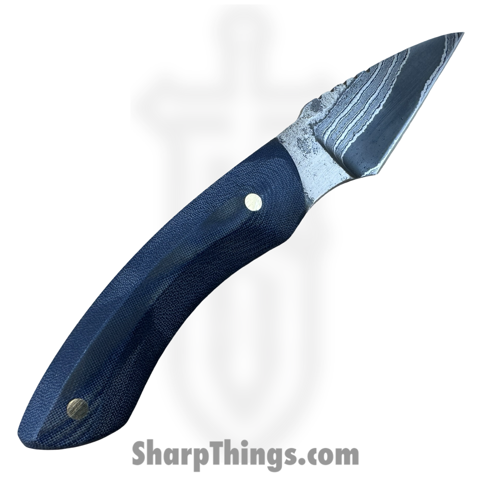 Royalty Rings Co. - RRC-Nyx-10 - Nyx - Fixed Blade Knife - Baker Forge Icestorm -Wavy Damascus Kiridashi - G-Carta - Denim - Image 2