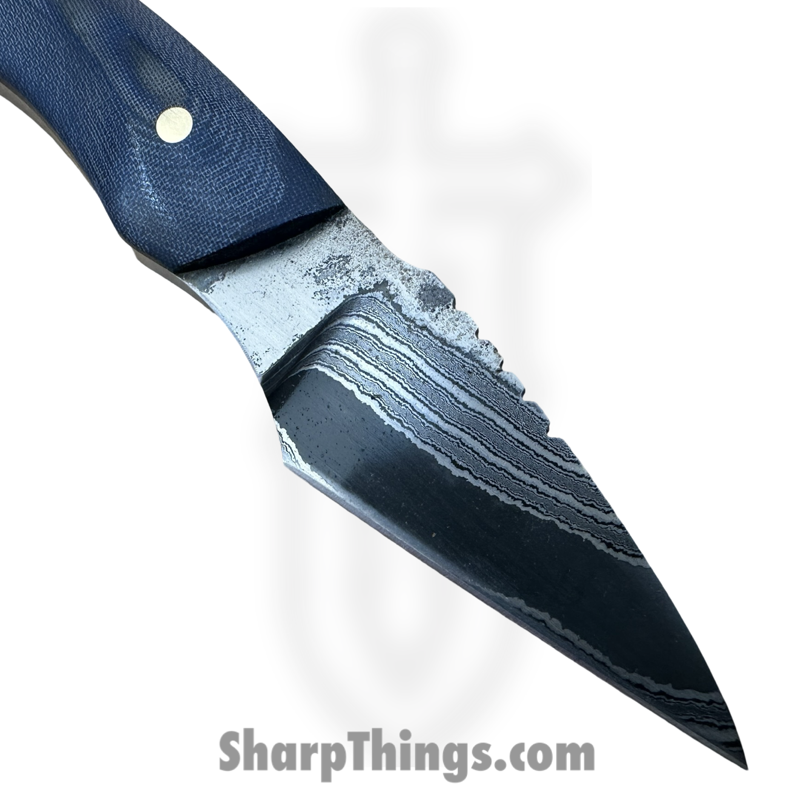 Royalty Rings Co. - RRC-Nyx-10 - Nyx - Fixed Blade Knife - Baker Forge Icestorm -Wavy Damascus Kiridashi - G-Carta - Denim - Image 3