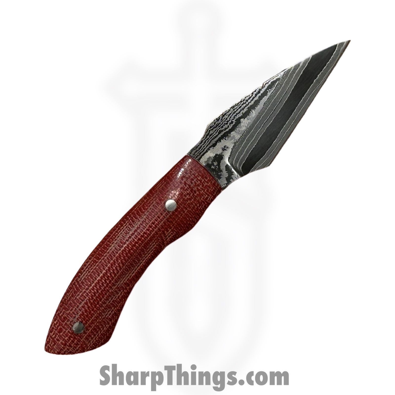 Royalty Rings Co. - RRC-Nyx-13 - Nyx - Fixed Blade Knife - Baker Forge Icestom Wavy Damascus Kiridashi - Micarta - Red/White - Image 2