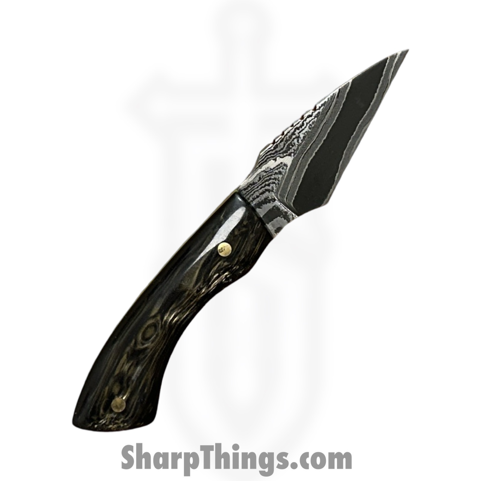 Royalty Rings Co. - RRC-Nyx-14 - Nyx - Fixed Blade Knife - Baker Forge Icestom Wavy Damascus Kiridashi - Resin - Black/Gold/Green - Image 2