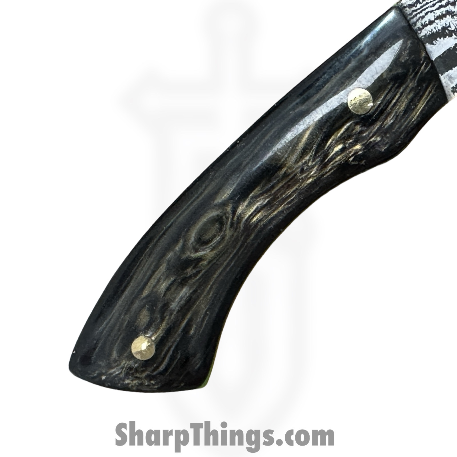 Royalty Rings Co. - RRC-Nyx-14 - Nyx - Fixed Blade Knife - Baker Forge Icestom Wavy Damascus Kiridashi - Resin - Black/Gold/Green - Image 3