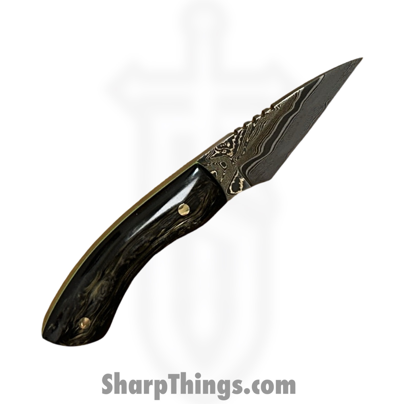 Royalty Rings Co. - RRC-Fnr-01 - Fenrir - Fixed Blade Knife - Baker Forge Riptide Max Diamond Damascus Kiridashi - Resin - Black/Gold/Green - Image 2