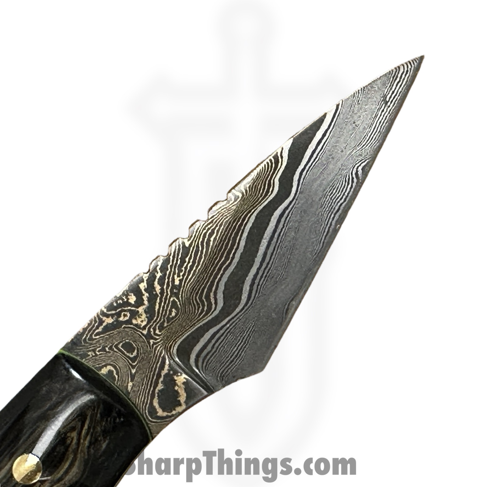 Royalty Rings Co. - RRC-Fnr-01 - Fenrir - Fixed Blade Knife - Baker Forge Riptide Max Diamond Damascus Kiridashi - Resin - Black/Gold/Green - Image 7