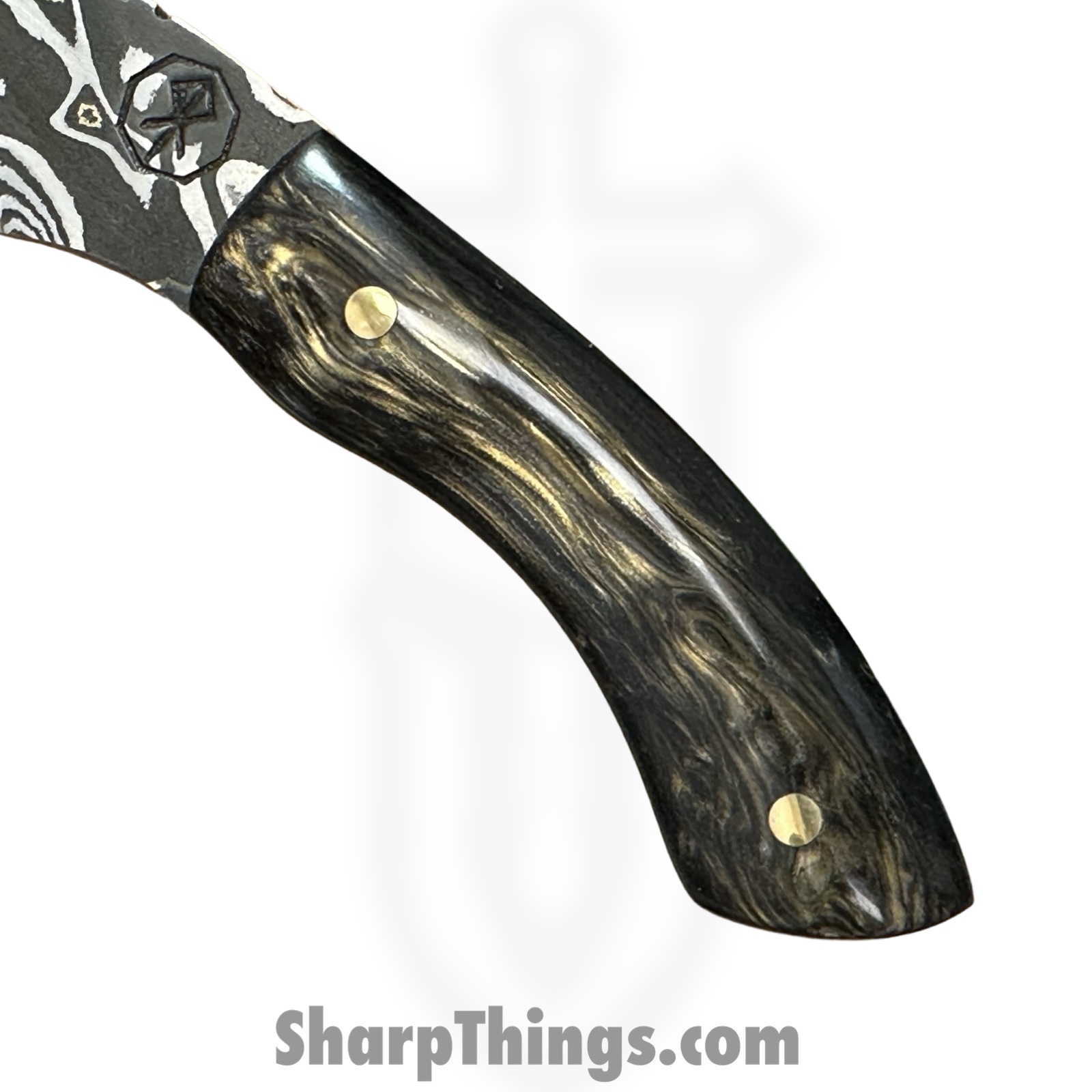 Royalty Rings Co. - RRC-Fnr-01 - Fenrir - Fixed Blade Knife - Baker Forge Riptide Max Diamond Damascus Kiridashi - Resin - Black/Gold/Green - Image 5