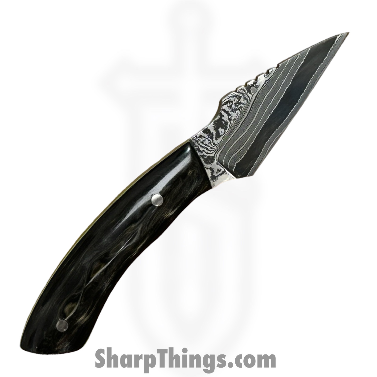 Royalty Rings Co. - RRC-Tln-01 - Talon - Fixed Blade Knife - Baker Forge Icestom Wavy Damascus Kiridashi - Resin - Black/Gold/Green - Image 2