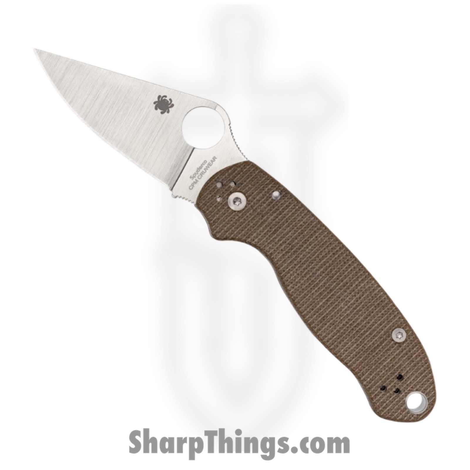 Spyderco - SC223MPCW - Para 3 - Folding Knife - CPM CruWear Satin Clip Point - Canvas Micarta - Brown