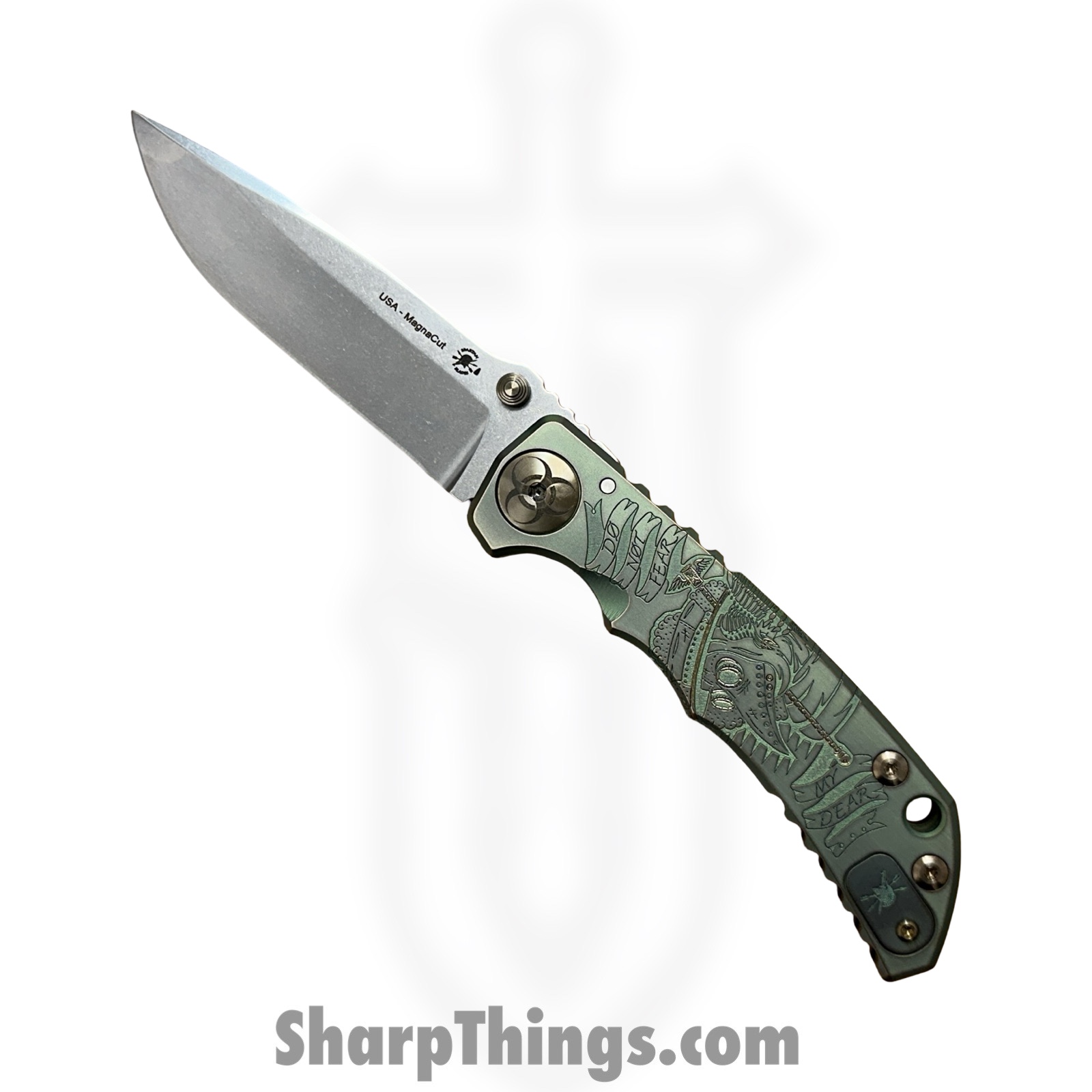 Spartan Blades - SF5PLAGUE - Spartan Harsey - Folding Knife - CPM MagnaCut Stonewash Drop Point - Titanium - Plague Doctor