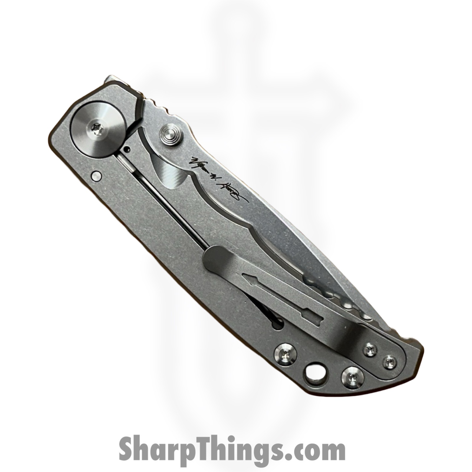 Spartan Blades - SF5SW - Spartan Harsey - Folding Knife - CPM MagnaCut Stonewash Drop Point - Titanium - Grey - Image 4