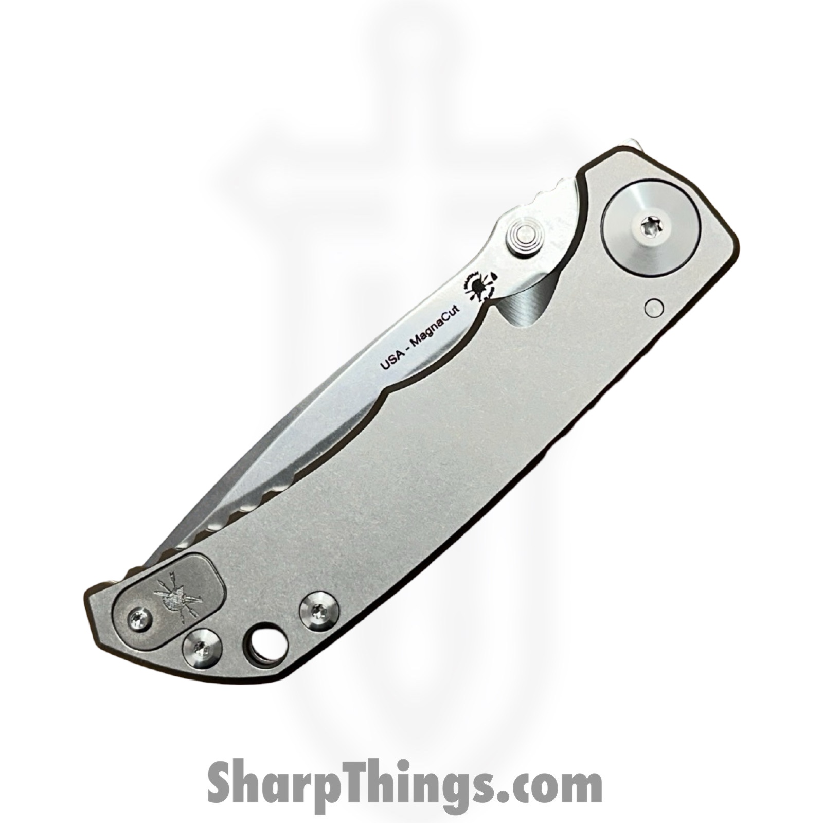 Spartan Blades - SF5SW - Spartan Harsey - Folding Knife - CPM MagnaCut Stonewash Drop Point - Titanium - Grey - Image 3