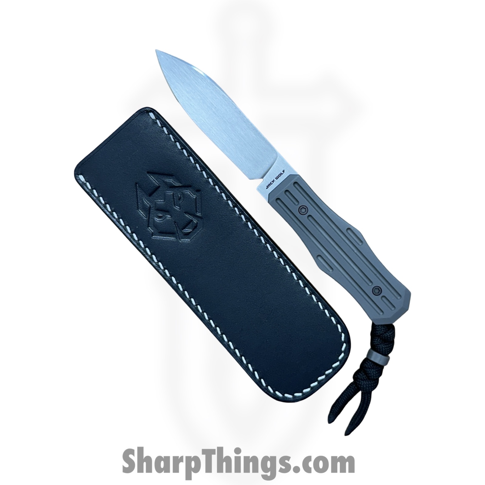 Jack Wolf Knives - VAMPI-FX-01-TI-FLUTE - Vampire FIXedc - Fixed Blade Knife - S90V Satin Spear Point - Titanium - Stonewash