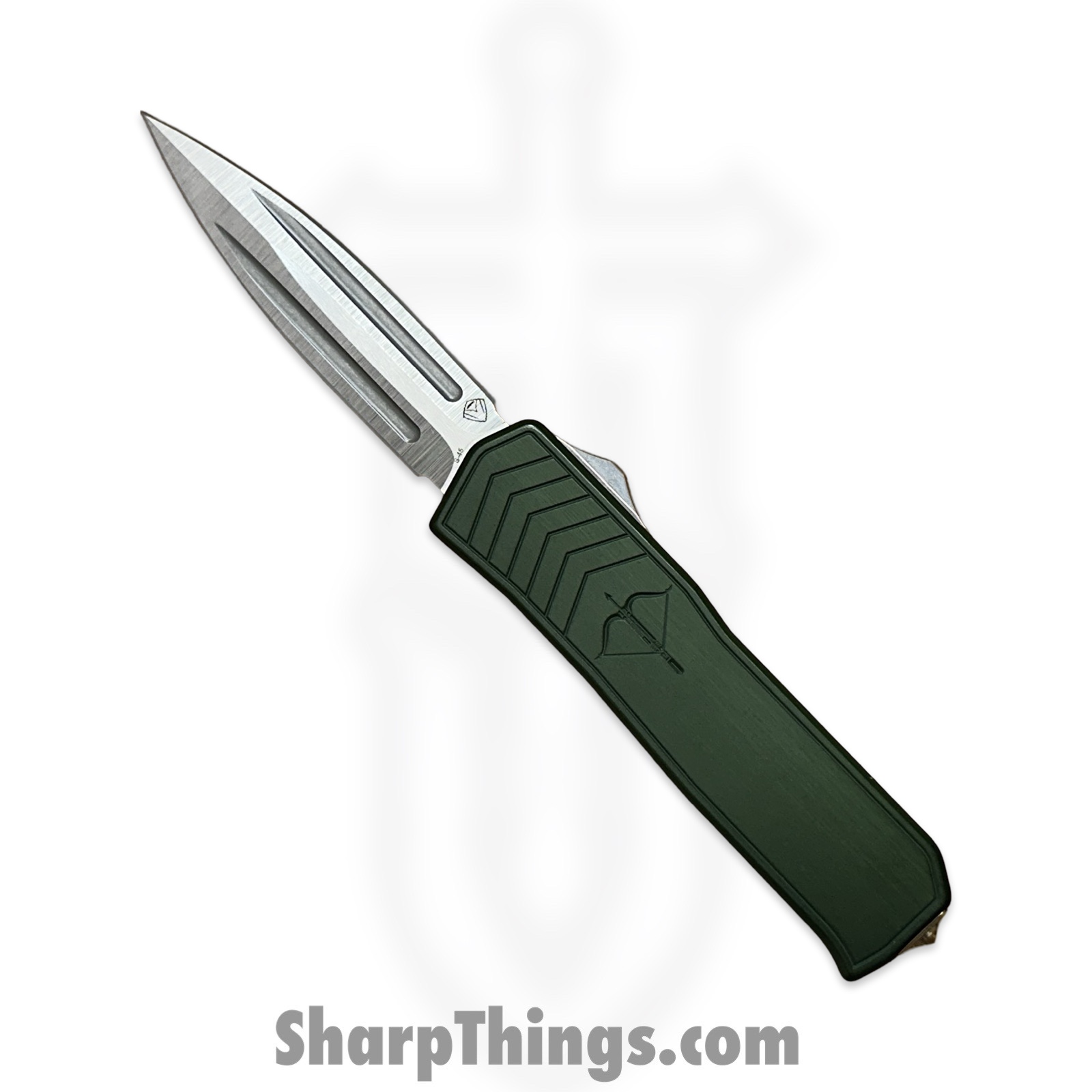 Medford Knife and Tool - 42625A - Merc 1 - OTF Auto - S45VN Tumbled Dagger - Aluminum - Green