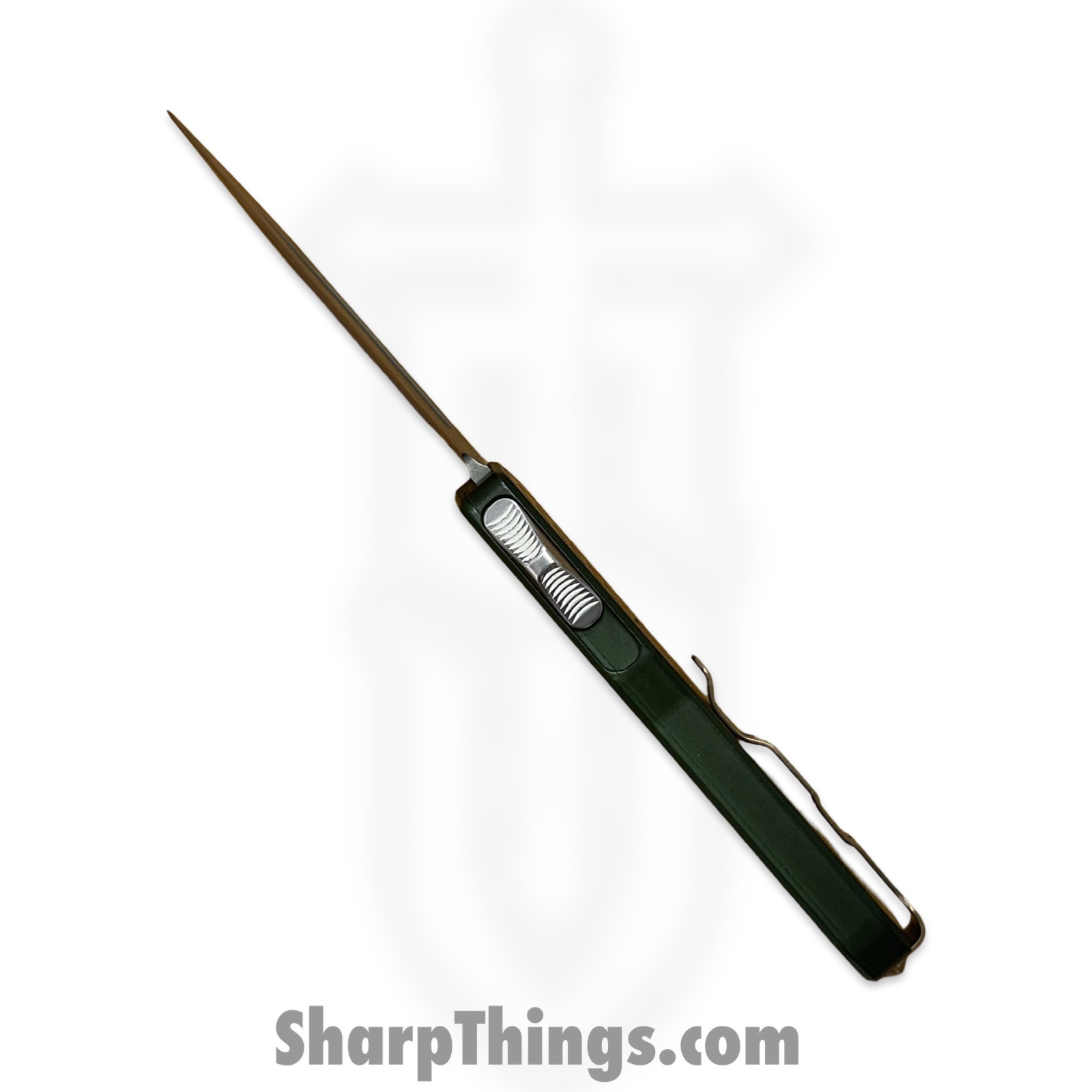 Medford Knife and Tool - 42625A - Merc 1 - OTF Auto - S45VN Tumbled Dagger - Aluminum - Green - Image 8