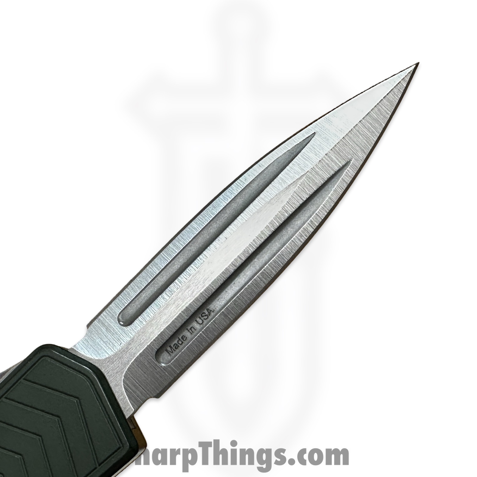 Medford Knife and Tool - 42625A - Merc 1 - OTF Auto - S45VN Tumbled Dagger - Aluminum - Green - Image 7