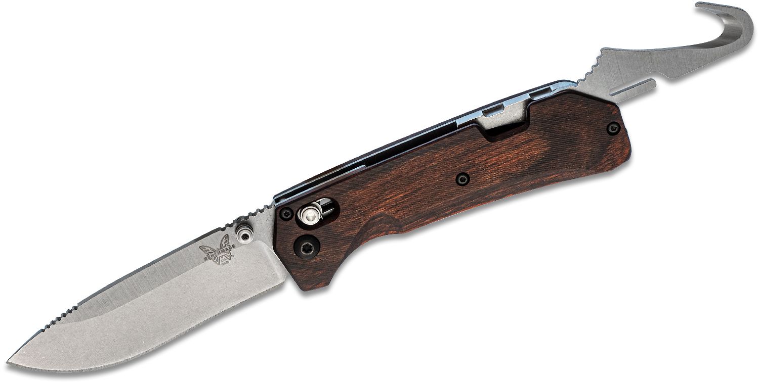 Benchmade - 150602 - Hunt Grizzly Creek with Gut Hook - Folding Knife - S30V Stonewash Drop Point - Dymondwood - Brown - Image 14