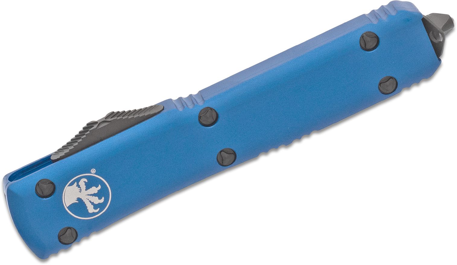 Microtech - 120-1BL - Ultratech - OTF Auto - Elmax, M390, 204P Two Tone Bayonet - 6061-T6 Aluminum - Blue - Image 13