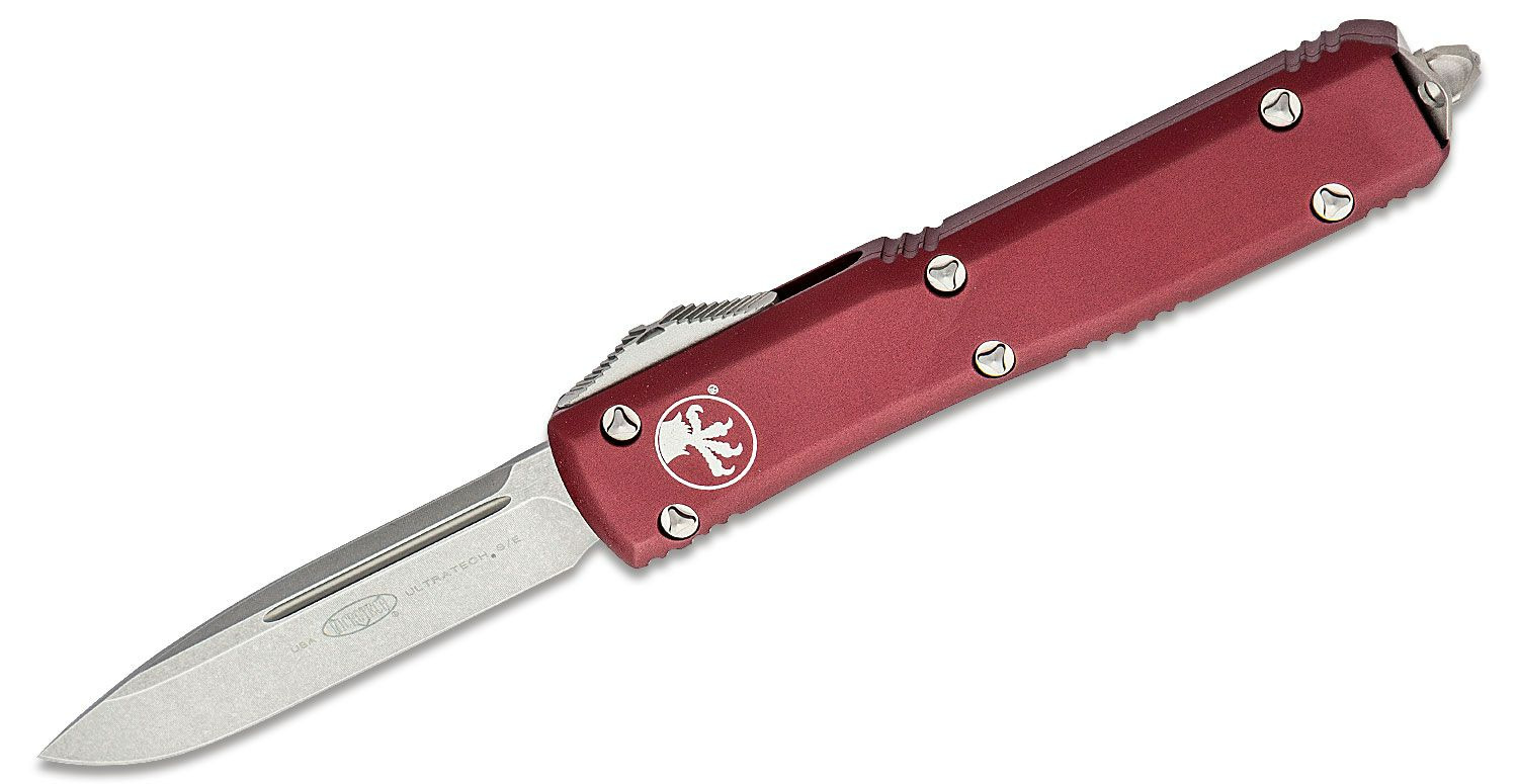 Microtech - 121-10MR - Ultratech - OTF Auto - Elmax, M390, 204P Stonewash Drop Point - 6061-T6 Aluminum - Merlot - Image 14