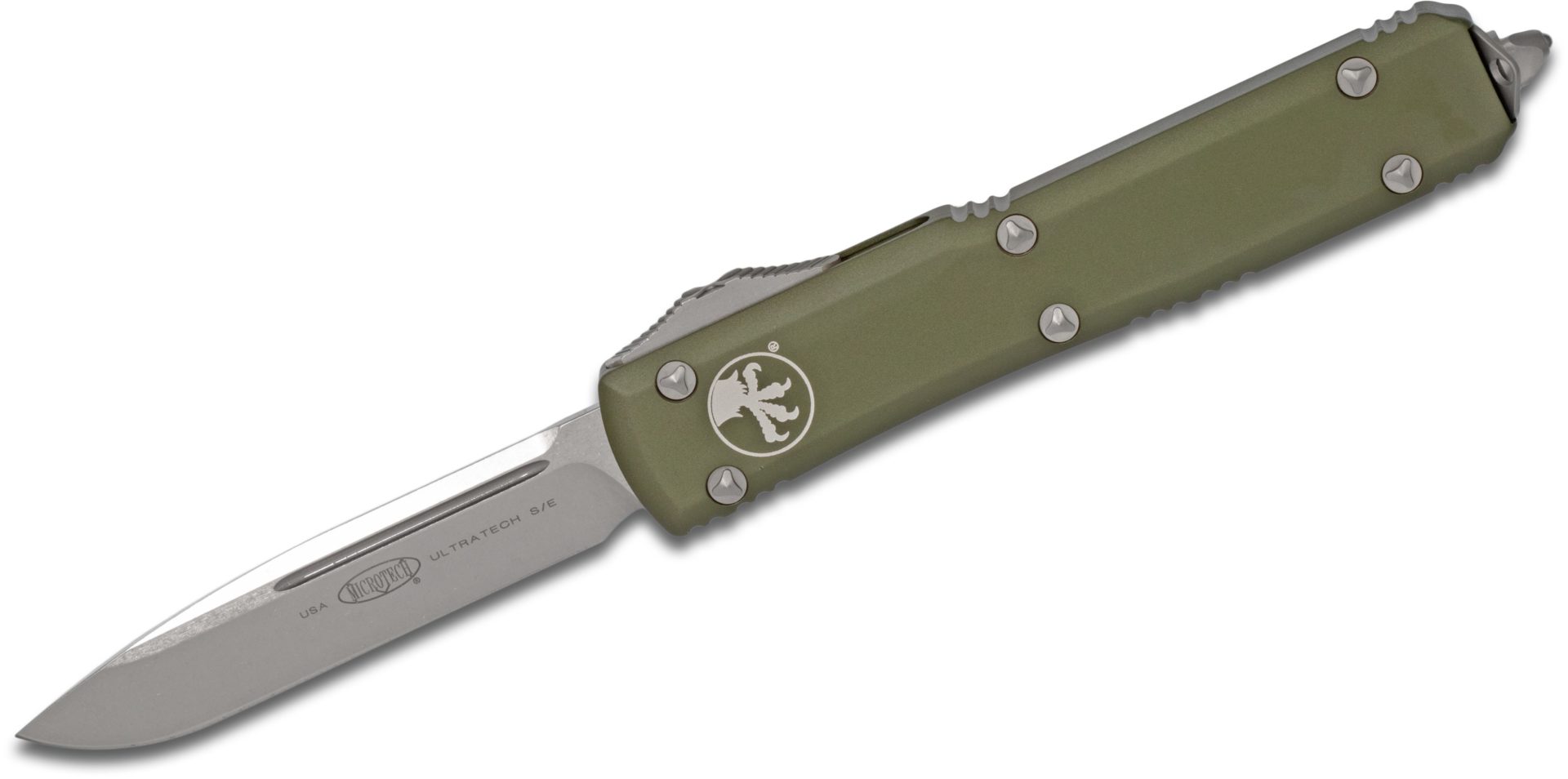 Microtech - 121-10OD - Ultratech - OTF Auto - Elmax, M390, 204P Stonewash Drop Point - 6061-T6 Aluminum - OD Green - Image 15