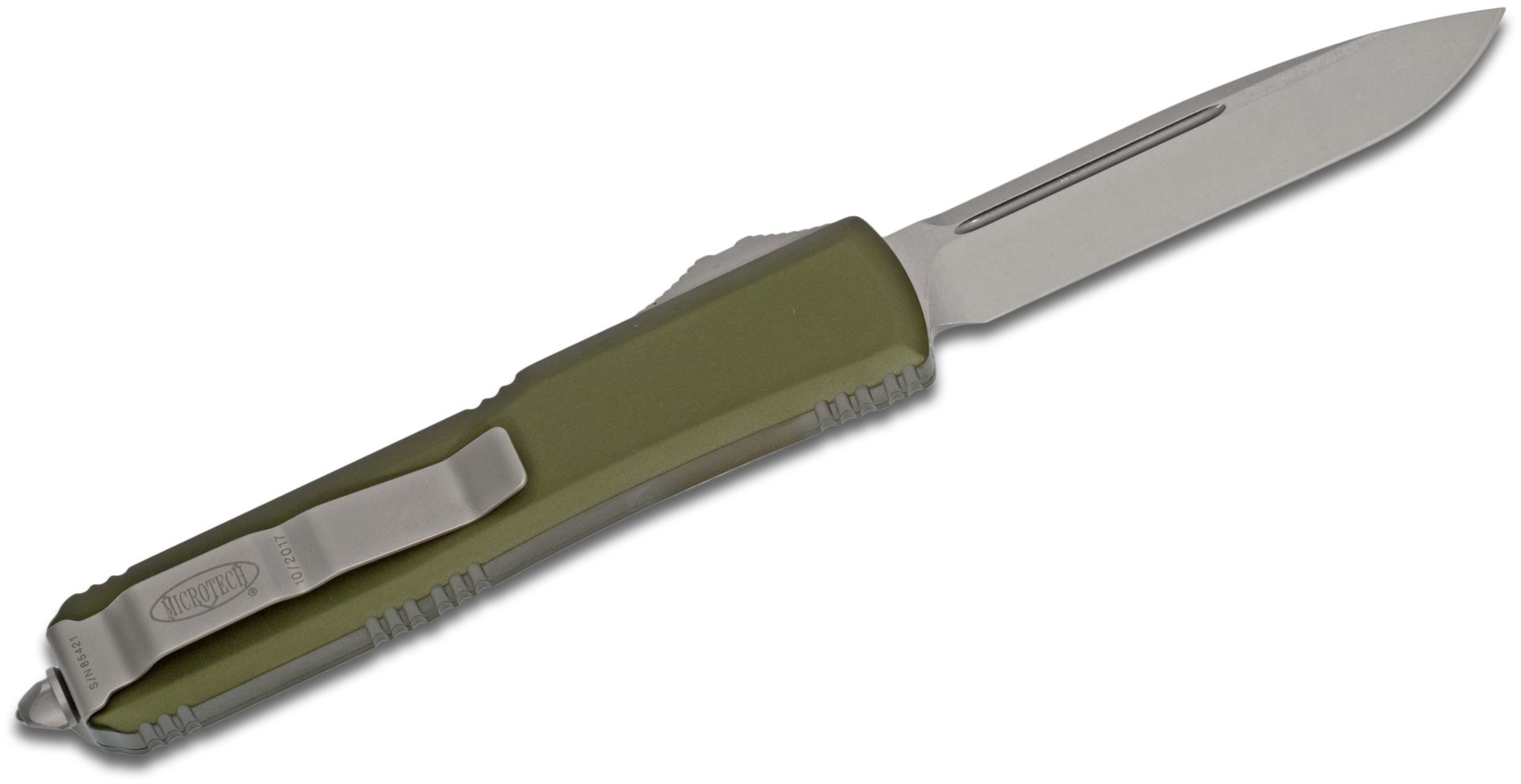 Microtech - 121-10OD - Ultratech - OTF Auto - Elmax, M390, 204P Stonewash Drop Point - 6061-T6 Aluminum - OD Green - Image 16