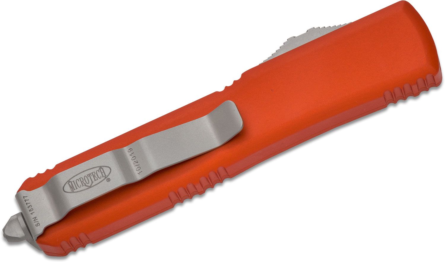Microtech - 122-10OR - Ultratech - OTF Auto - Elmax, M390, 204P Stonewash Dagger - 6061-T6 Aluminum - Orange - Image 14