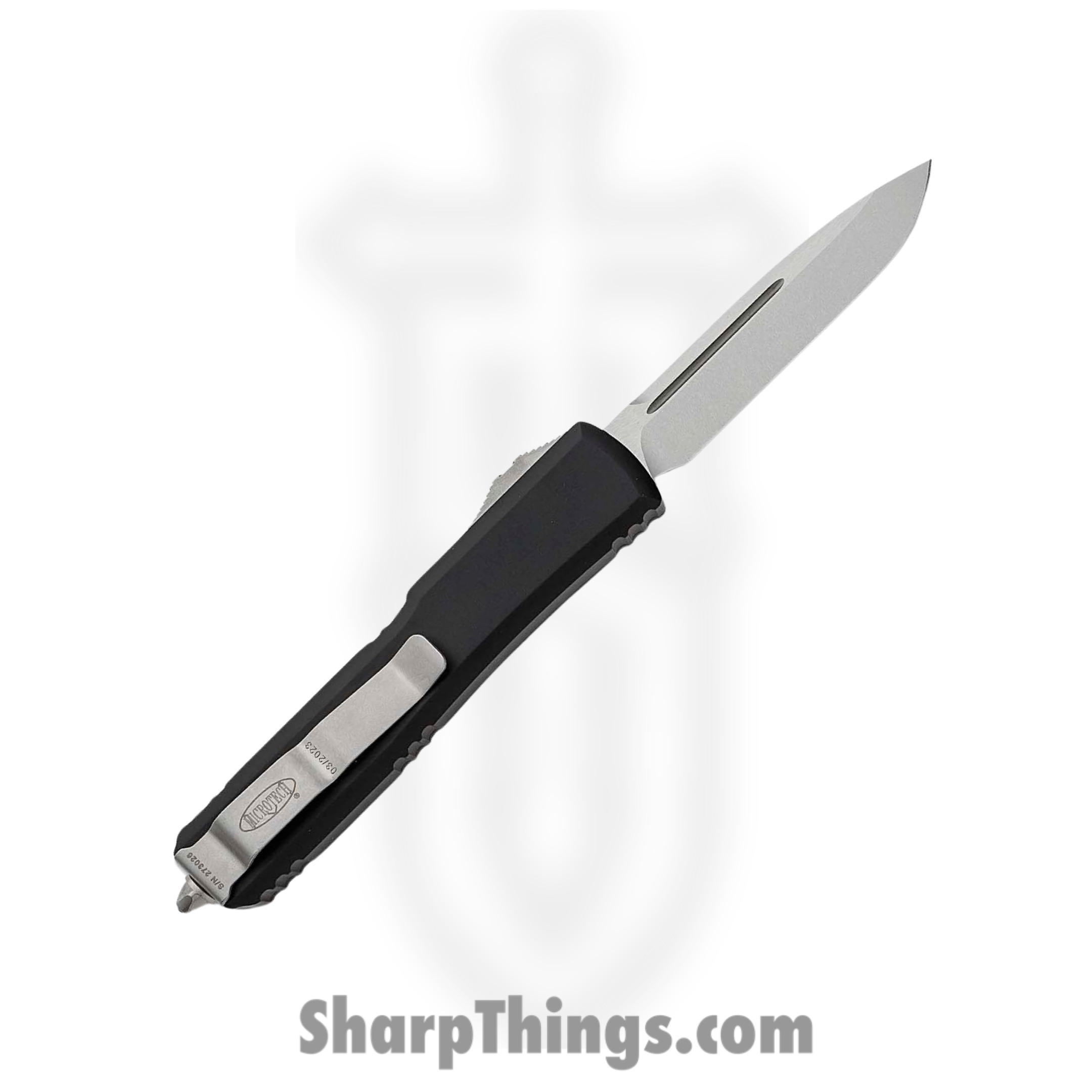 Microtech - 121-10 - Ultratech - OTF Auto - Stonewash Drop Point - 6061-T6 Aluminum - Black - Image 7